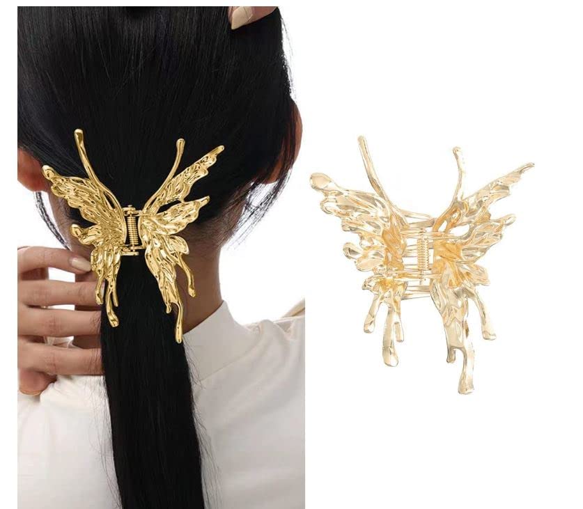 Savita Collection Silver Metal Butterfly Hair Claw Clips - Non-Slip Jaw Hair Clamps for Women, Perfect for Thin to Thick Hair Styling (Pack of 1) - Strong Hair Accessories for Everyday Wear, Parties & Special Occasions