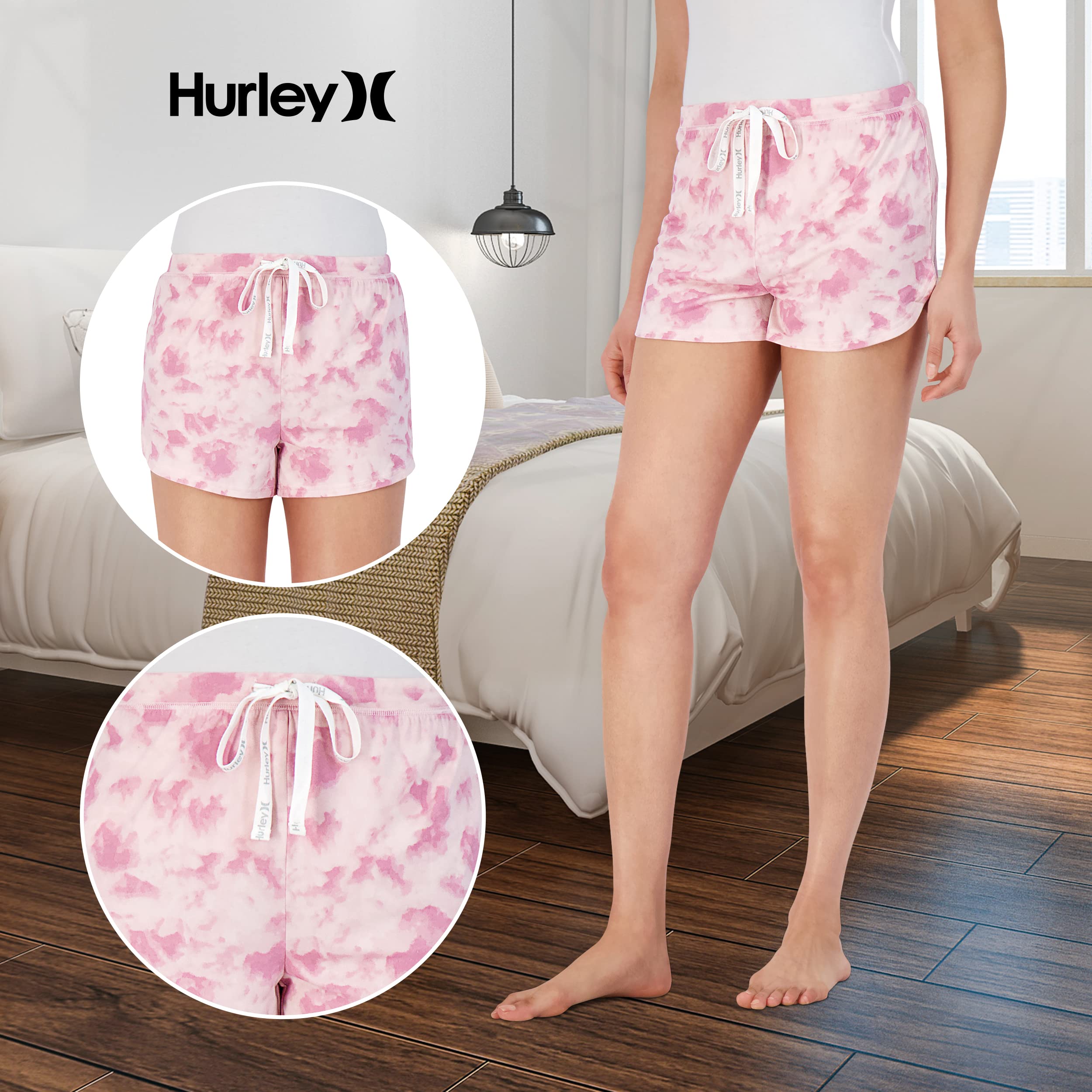 Hurley Women's Pajama Shorts 2-Pack - Soft Lounge Sleep Shorts for Hot Summer Nights, Cute & Comfortable Sleepwear for Women - Perfect for Bedtime, Lounging & Vacation