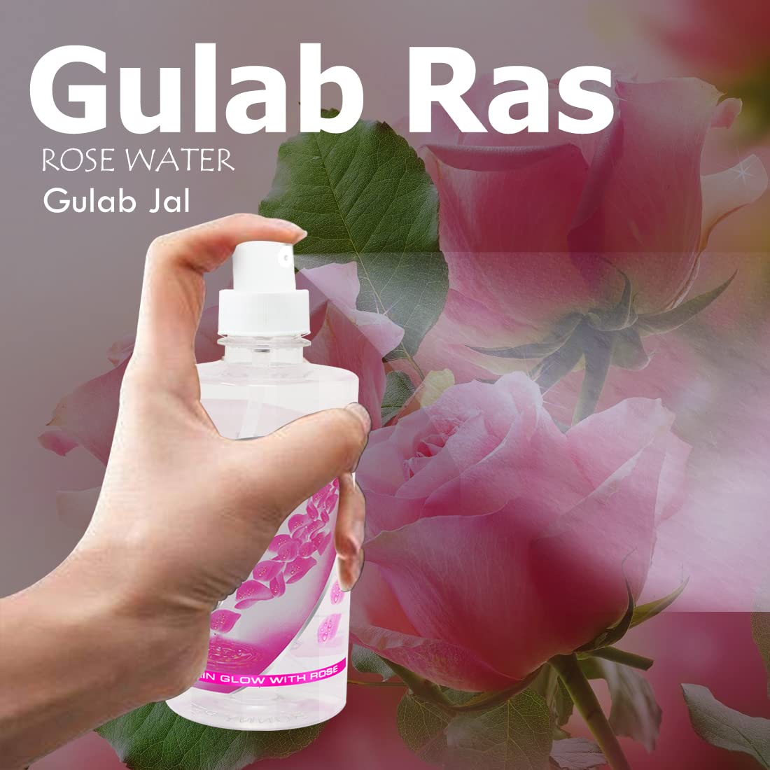 Lilium Gulab Ras Pure Rose Water 500ml - Natural Hydrating Facial Toner for Skin Care & Aromatherapy
