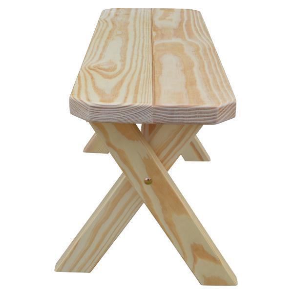 Yellow Pine Picnic Cross-Leg Bench - Outdoor Wooden Folding Bench for Patio, Garden, Camping & Picnics | Rustic Natural Wood Furniture for Backyard, Deck & Porch