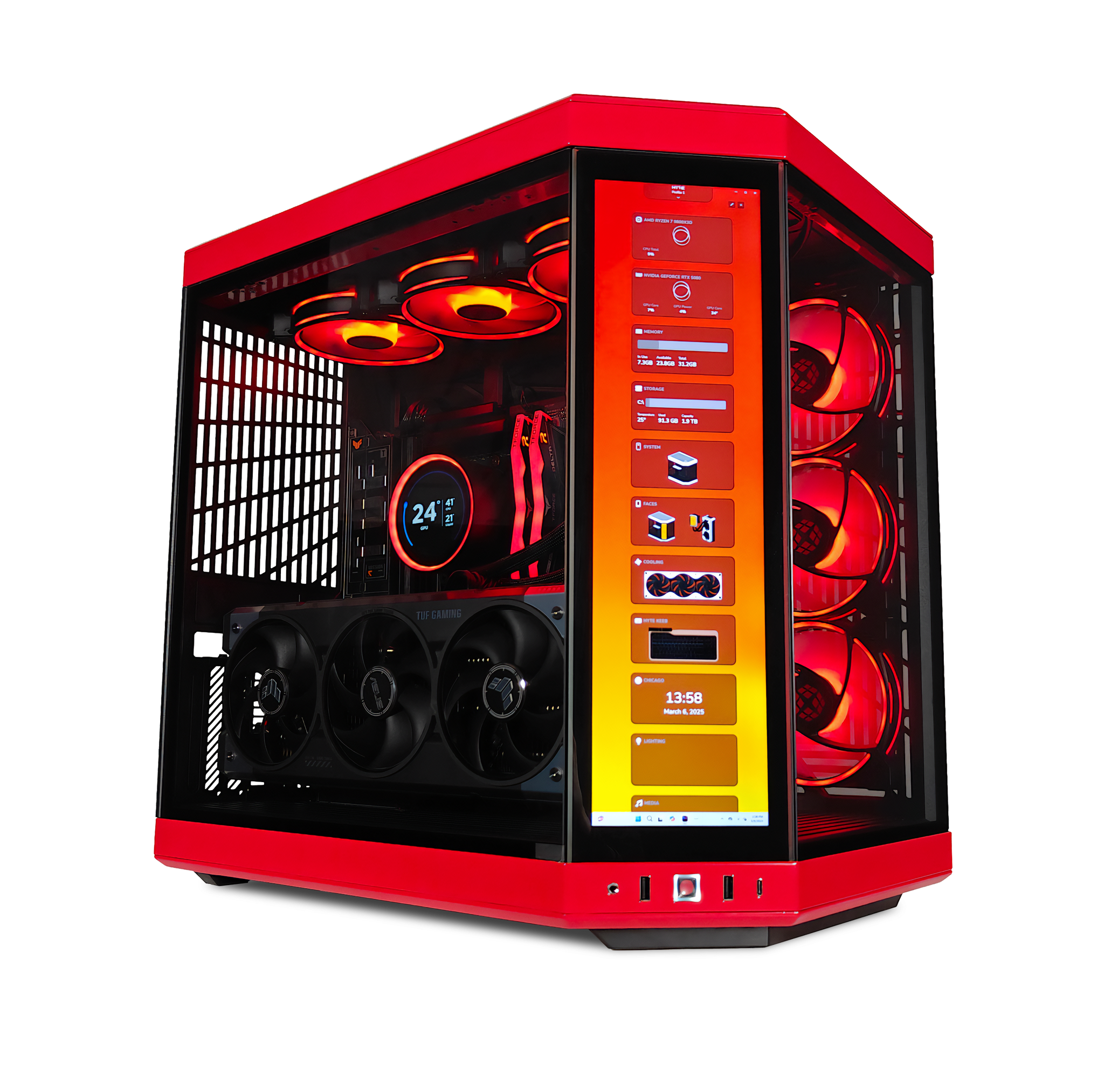 Y70 Red Eye Ultimate X3D Gaming PC - AMD Ryzen Processor, RTX Graphics, Ready to Ship for Esports & VR Gaming