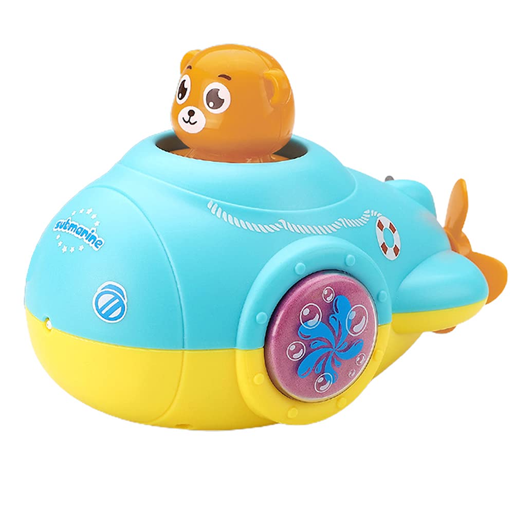 Wind-Up Submarine Bath Toy - Cute Bear Submarine Floating Water Toy with Spray Function, Clockwork Bathtub Toy for Kids (Blue) | Fun Bath Time & Pool Play for Toddlers