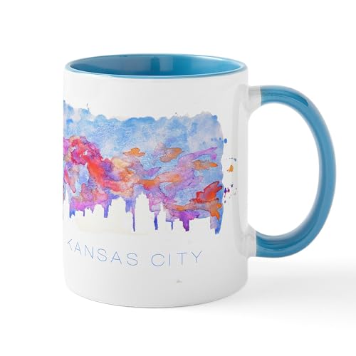 White/Blue Inside - Kansas City Skyline Watercolor Mugs