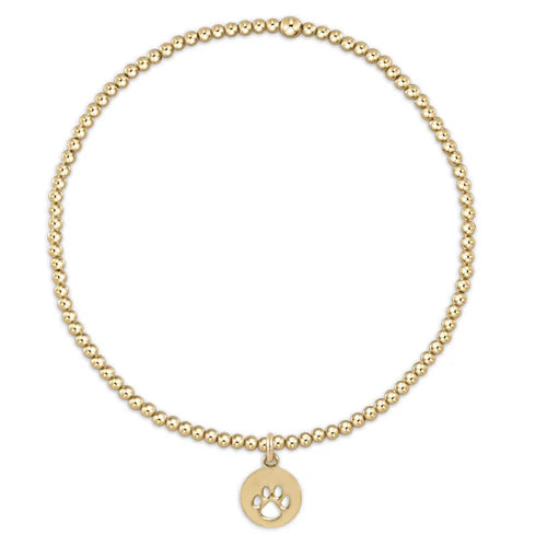 Enewton 2mm Beaded Bracelet with Paw Print Charm - Adjustable Pet Lover Jewelry for Women & Girls, Perfect for Casual Wear, Gifts & Animal Theme Outfits