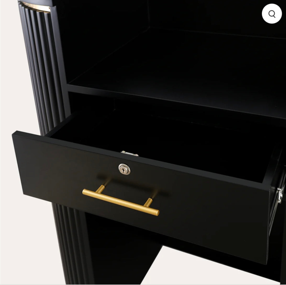 Petite Rene Tambour Reception Desk - Elegant Small Office Furniture for Hotel Lobby, Corporate Front Desk & Home Office Decor