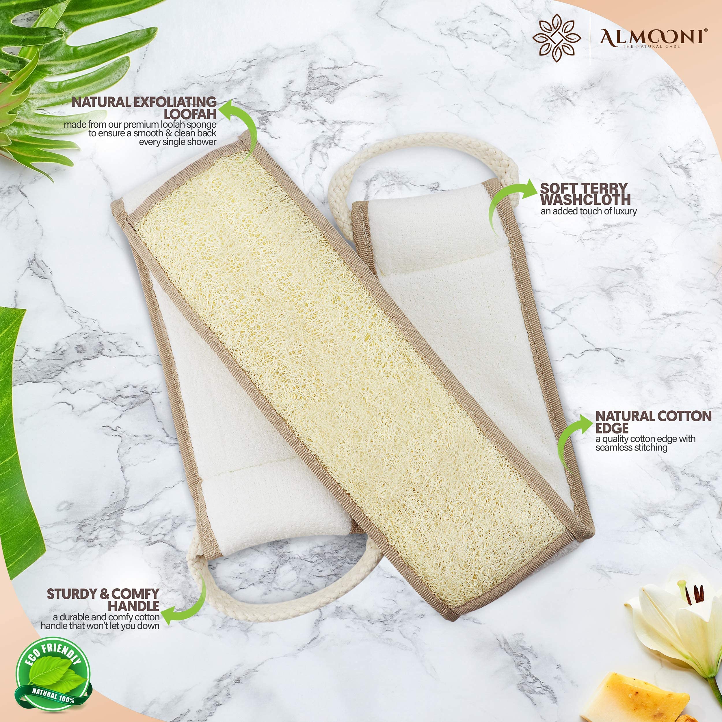 Premium Natural Egyptian Loofah Pad - Exfoliating Body & Back Scrubber for Deep Cleansing | Shower Sponge for Smooth Skin | Perfect for Daily Use & Spa Days