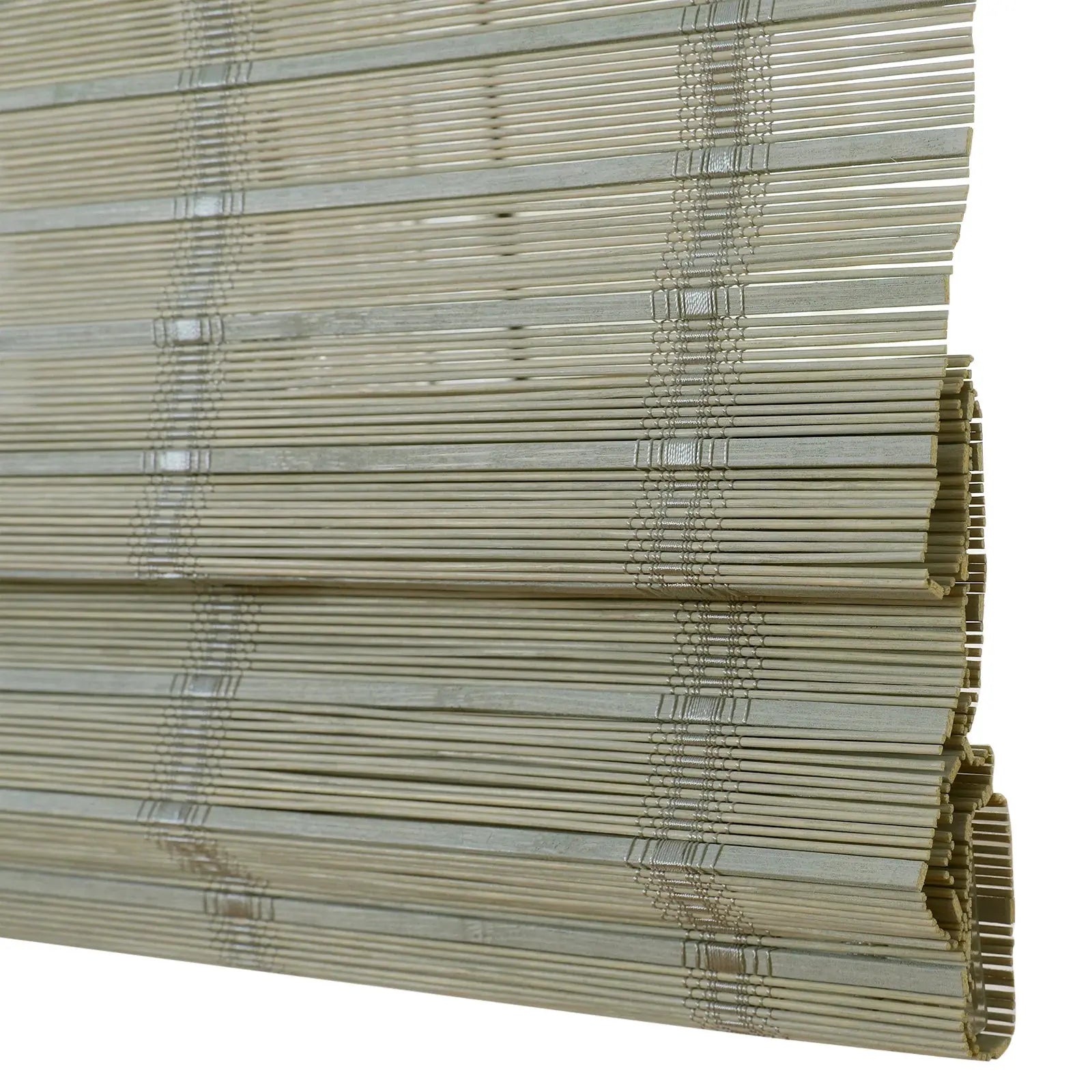 Sybil Bamboo Roman Shade in Green Haze - Natural Eco-Friendly Window Treatment for Living Room & Bedroom