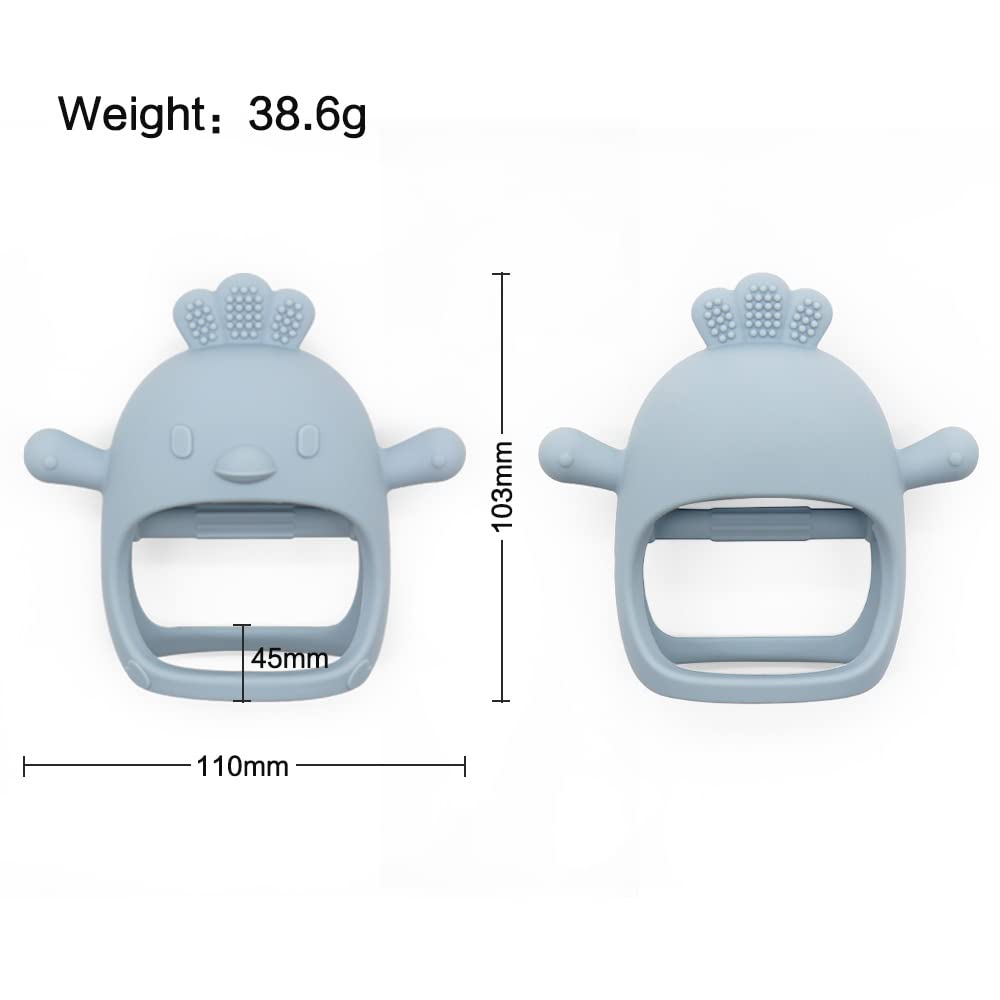 Best Baby Teething Toys 0-12 Months - BPA Free Silicone Teethers for Infants, Anti-Drop Hand Teether & Pacifier Mitten for Newborns (Blue) | Perfect for Soothing Sore Gums & Sensory Development
