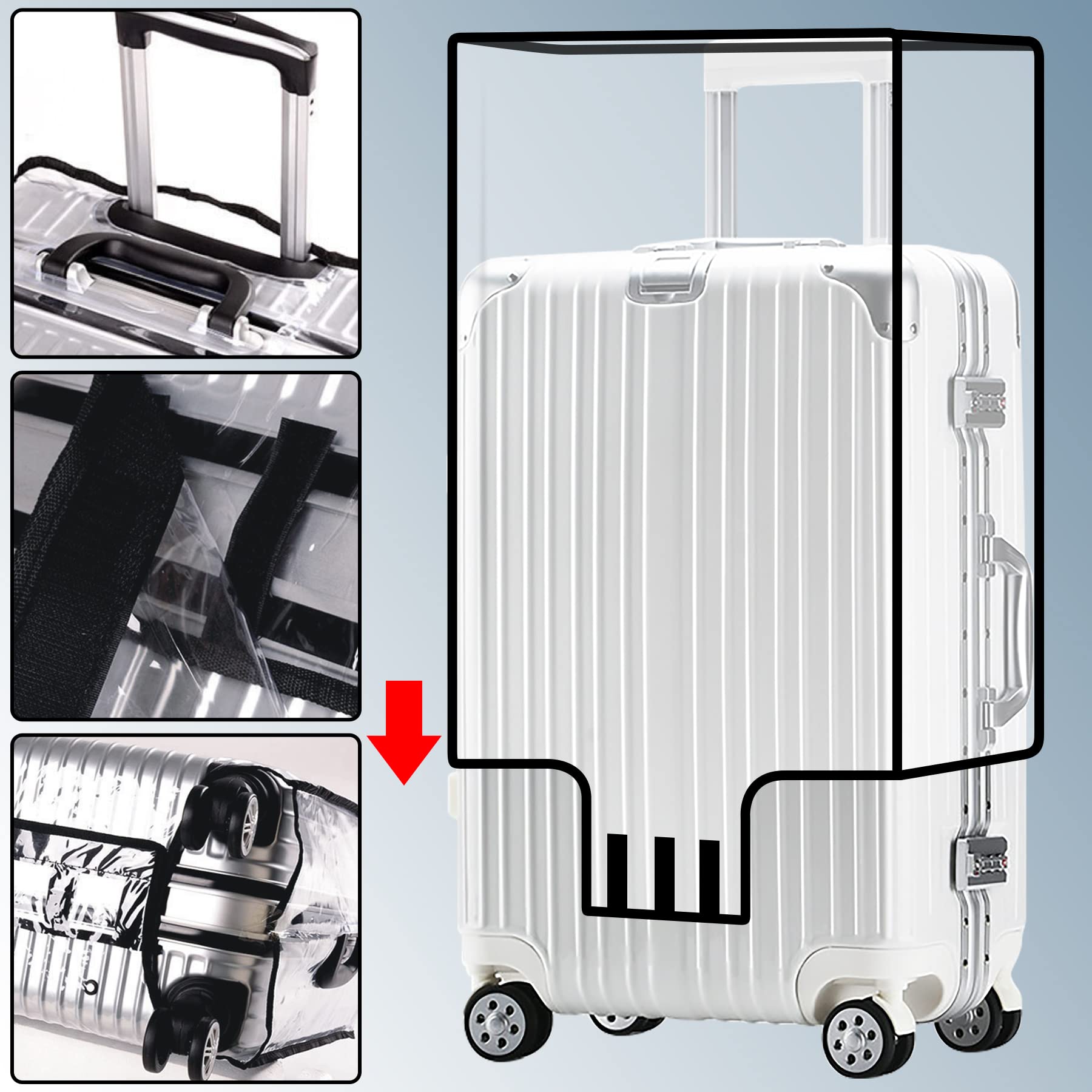 FF1 PVC Luggage Protector Cover - Dust Proof Travel Suitcase Protector for 30
