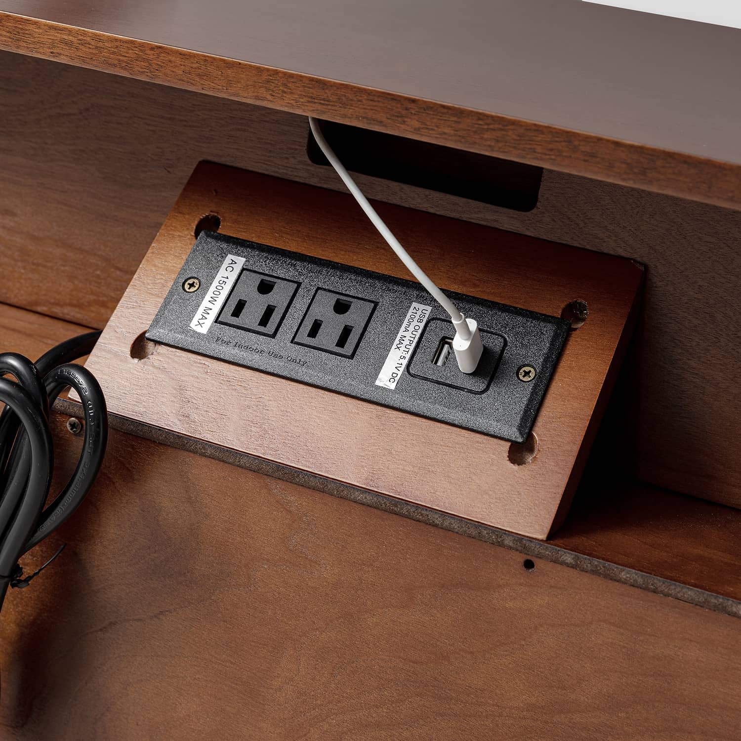 Grace 2-Drawer Nightstand with USB Charging Ports & Power Outlets - Modern Bedside Table for Bedroom, Living Room & Office Use