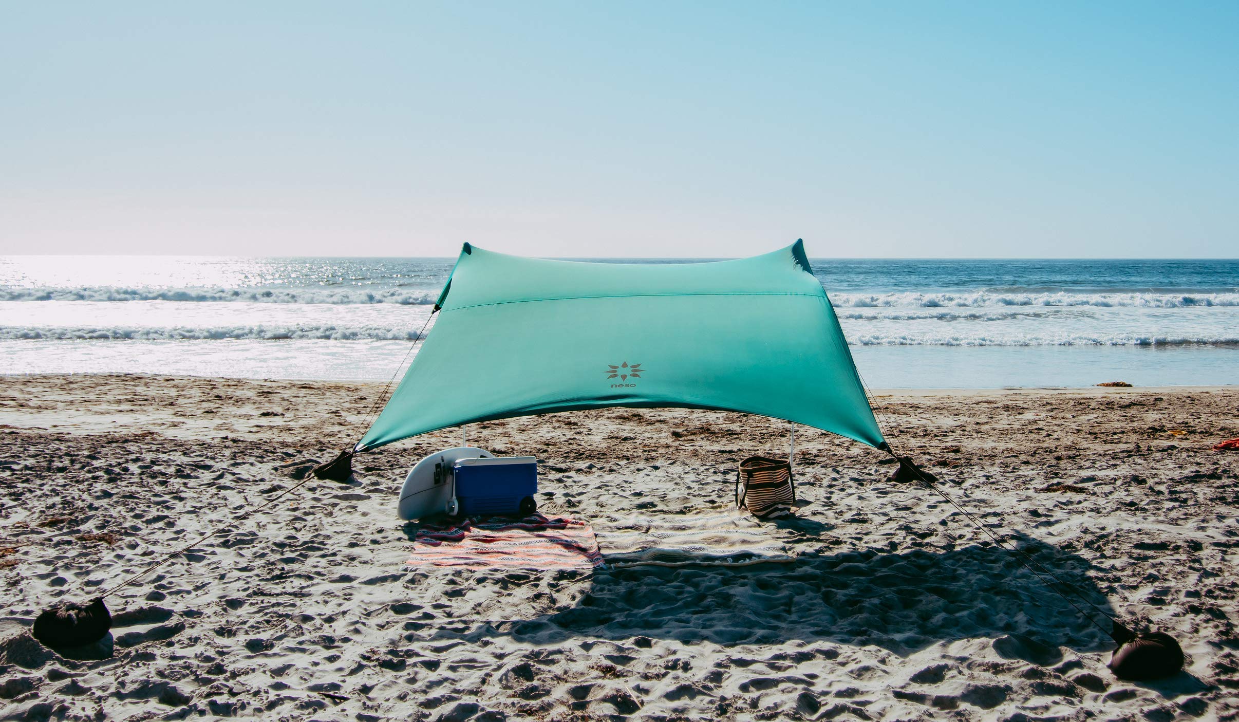 Neso Tents 7' x 7' Beach Tent with Sand Anchor - Portable Sun Canopy Shade with Patented Reinforced Corners - Perfect for Beach Trips, Picnics, and Outdoor Adventures