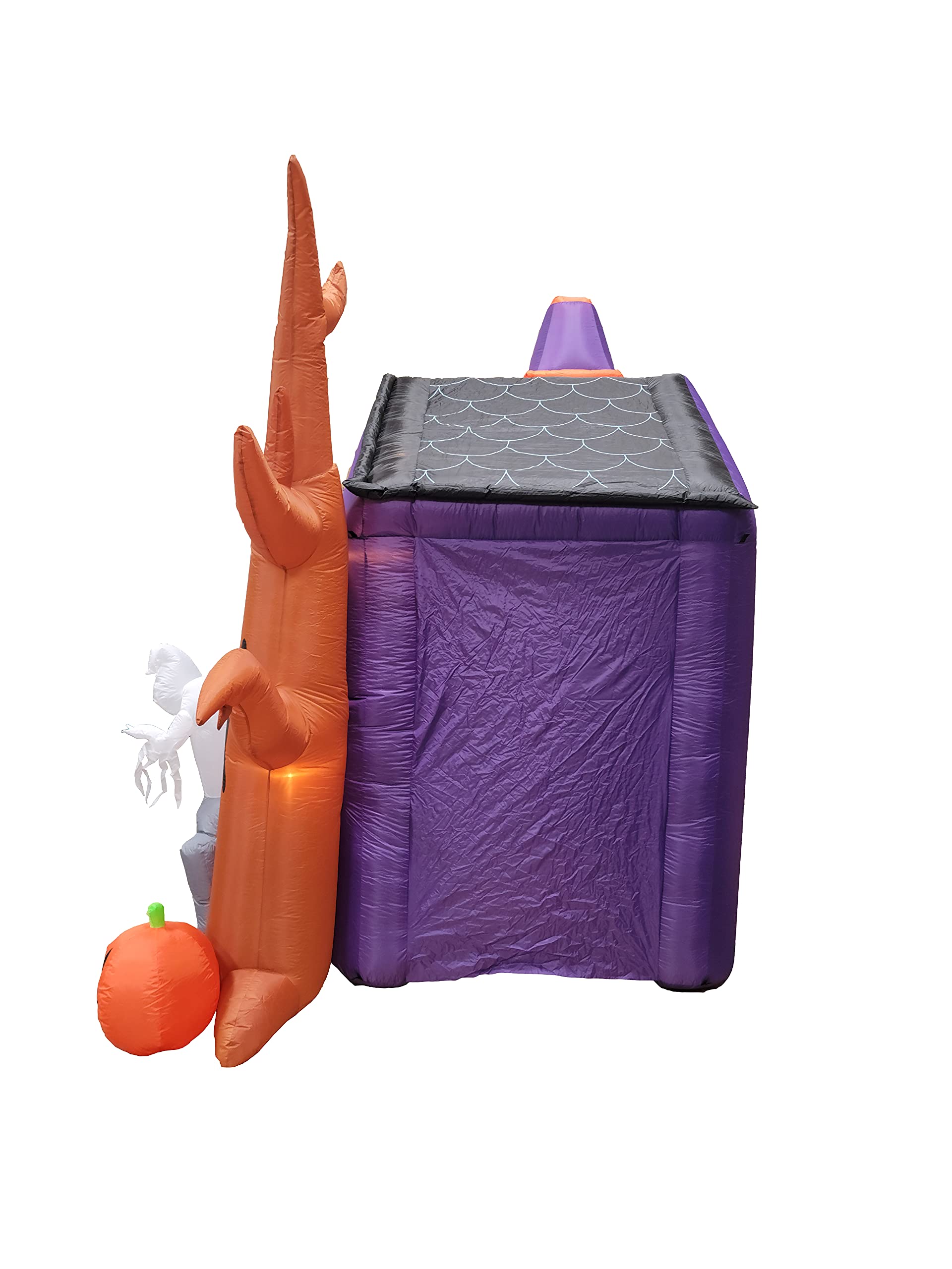 8.5 Foot Halloween Inflatable Haunted House Castle with Skeleton, Ghost & Skulls - Spooky Outdoor Yard Decoration for Halloween Party Decor, Trick or Treat Display, and Haunted House Theme Events