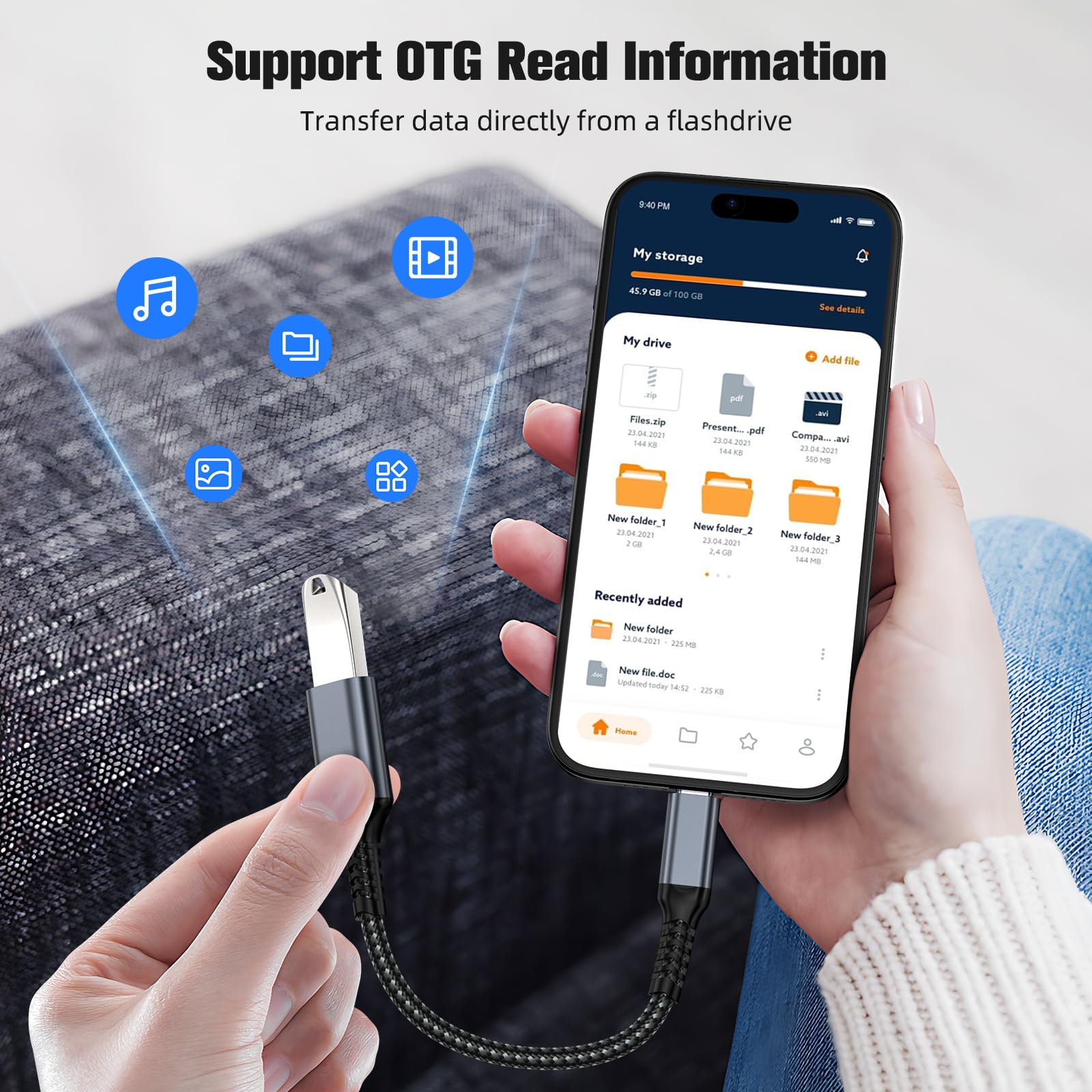 USB C to USB 3.0 Adapter OTG Cable - Compatible with iPhone 15, MacBook, iPad, Samsung Galaxy for Fast Data Transfer