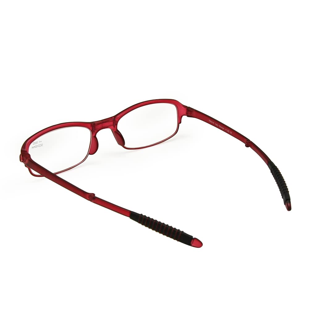 Flexible Mini Folding Reading Glasses 1.0 to +3.5 Diopter - Lightweight Pocket Readers for Men & Women with Presbyopia (Red) - Perfect for Travel, Reading & Everyday Use