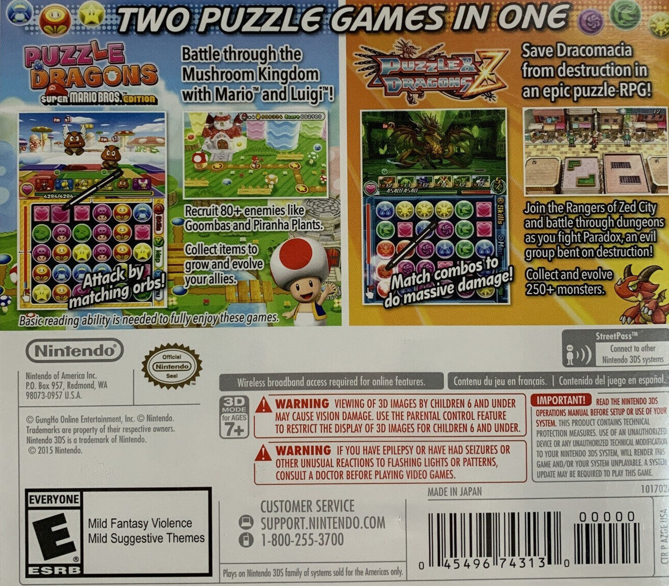 Puzzle & Dragons Z + Puzzle & Dragons Super Mario Bros. Edition - Nintendo 3DS Game Bundle | Fun Puzzle RPG Adventure for Kids & Adults | Perfect for Family Game Nights & Travel Entertainment
