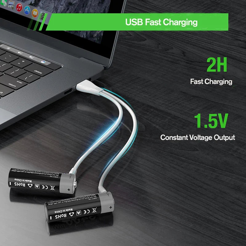MATOV 1.5V AA 3400mWh USB-C Rechargeable Lithium Batteries - 4 Pack, Long Lasting Power for Hunting Cameras, Smart Door Locks, Remote Controls, Wireless Mice & Microphones - Perfect for Outdoor Gear & Smart Home Devices