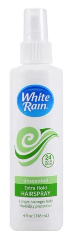 Extra Hold White Rain Hairspray 4oz (2-Pack) - Strong Hold for All-Day Styling, Perfect for Salon, Home & Travel Use
