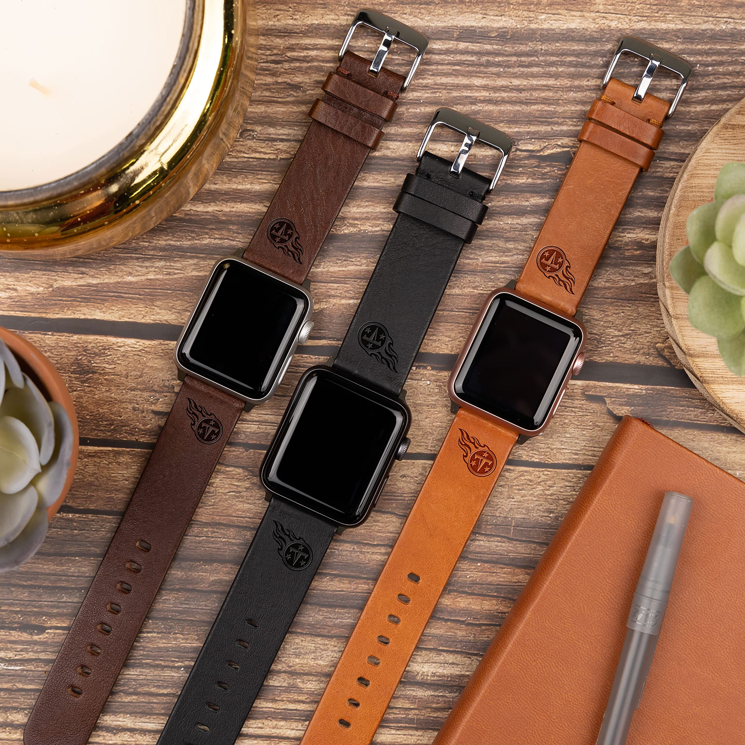 Tennessee Titans Genuine Leather Apple Watch Band - Compatible with All Apple Watch Models - Perfect for Game Day & Sports Fans