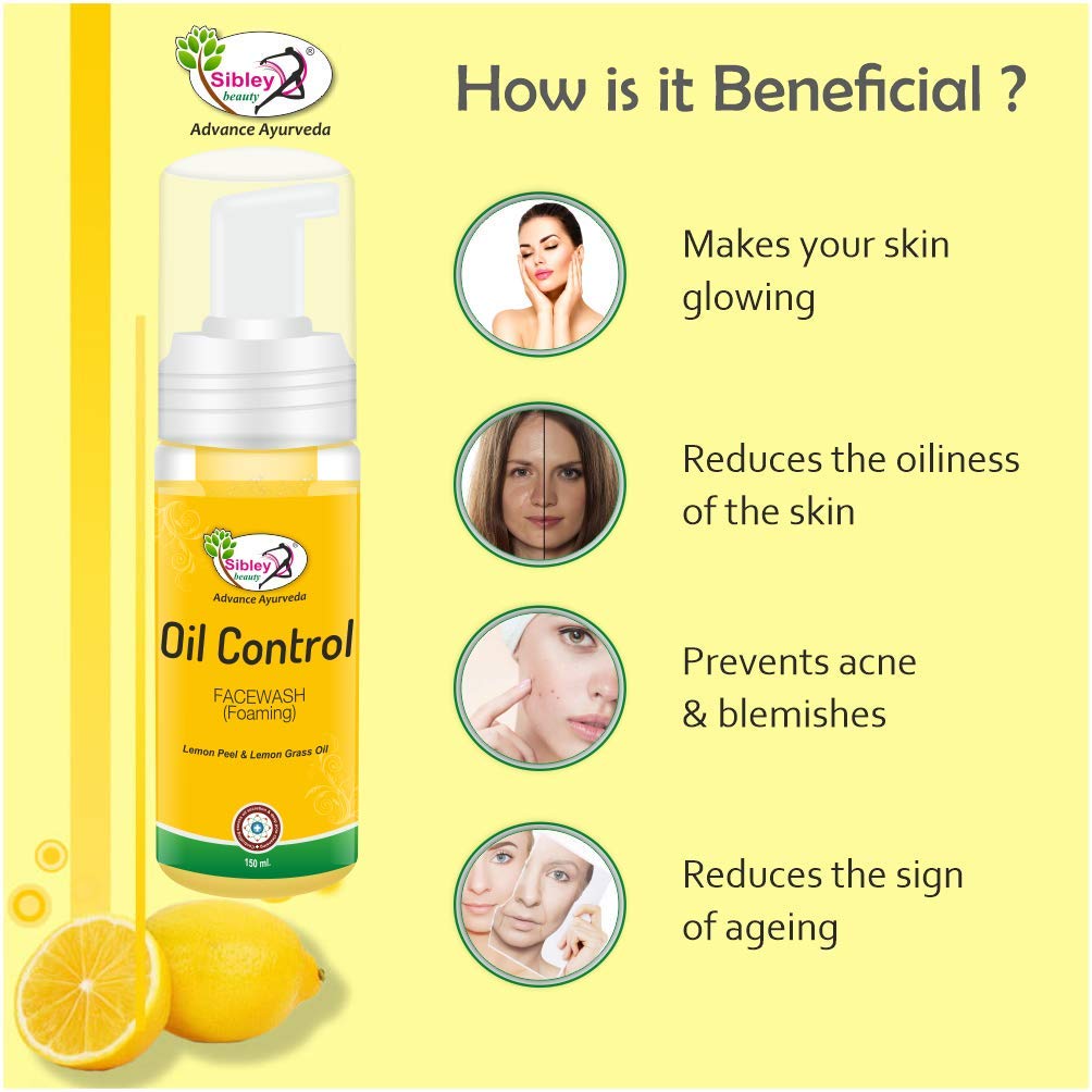 Sibley Oil Control Foaming Face Wash & Haldi Chandan Whitening Facial Cream Set - 150ml + 50gm for Men & Women - Acne Treatment & Brightening Skincare Routine - Daily Use for Oily & Dull Skin