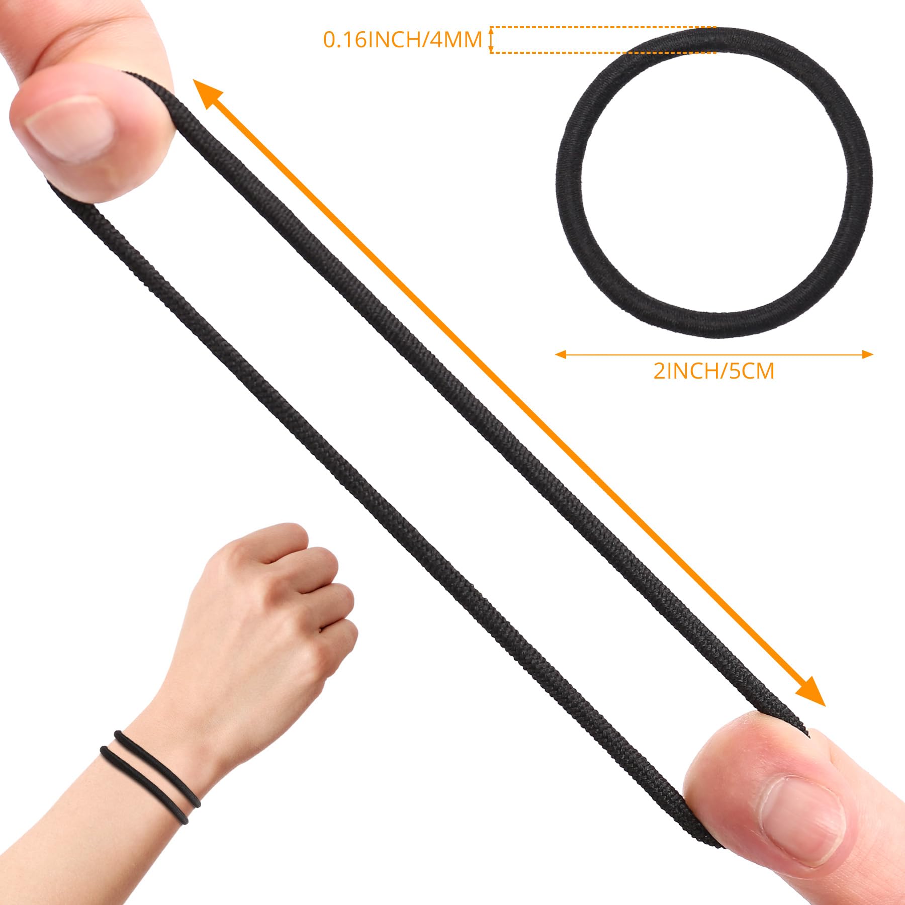 180 Pcs Black No Damage Elastic Hair Ties - Soft Ponytail Holders & Hair Bands for Women & Girls - Perfect for School, Workout, Office & Daily Styling