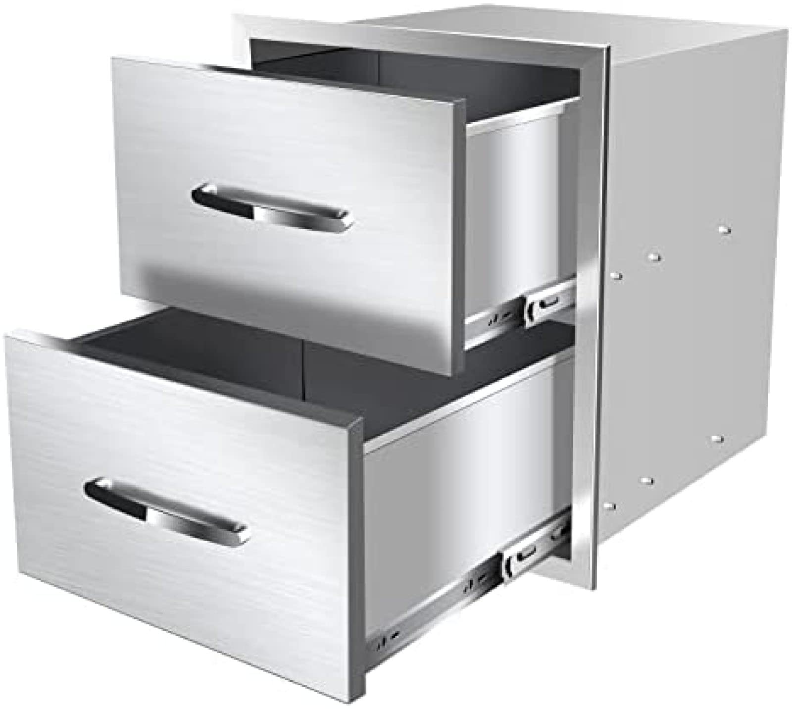 Stainless Steel Outdoor Kitchen Drawers - Flush Mount BBQ Island Drawers with Embedded Handle for Patio Grill Station (14