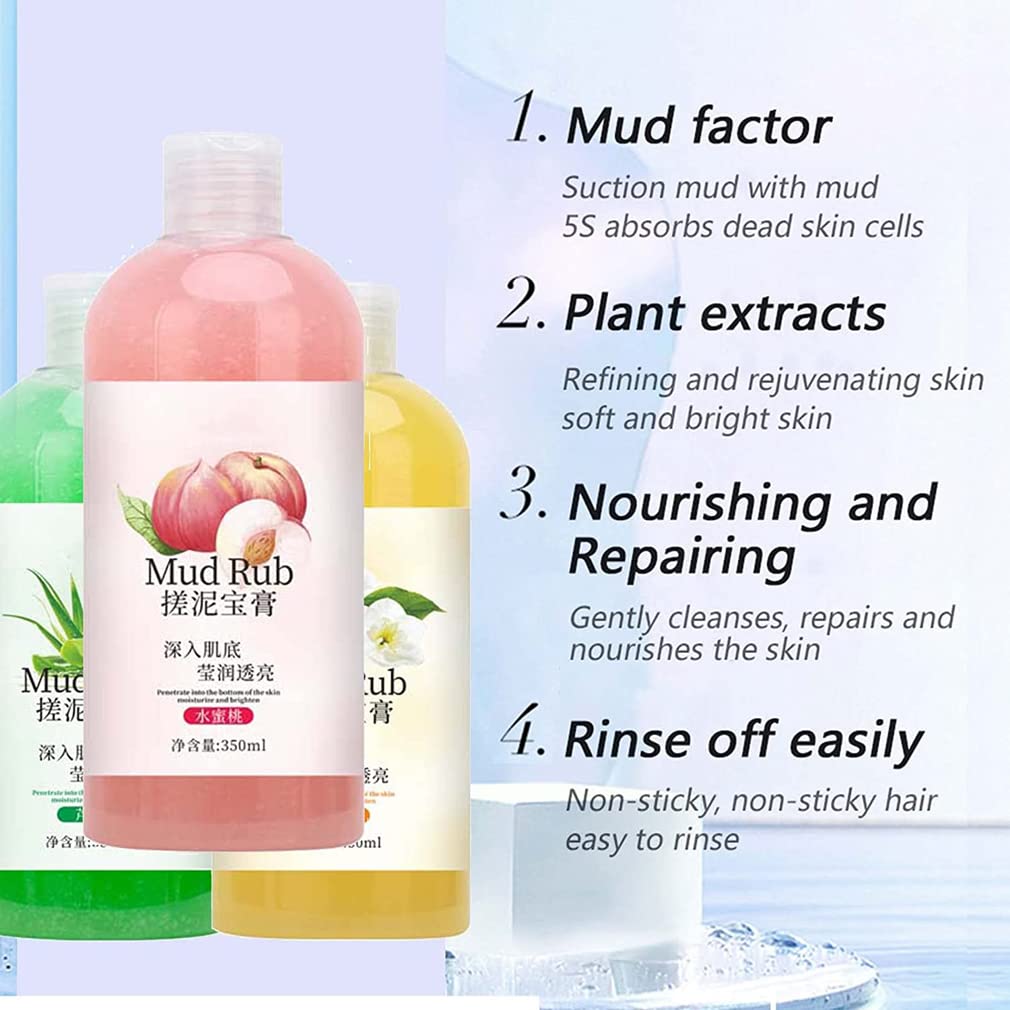 Ginbi Mud Scrub for Skin - 350ml Exfoliating Rubbing Mud Gel, Deep Cleansing Body Wash to Remove Dead Skin & Dirt | Best Mud Scrub for Spa, Shower & Home Skincare Routine (Pink)