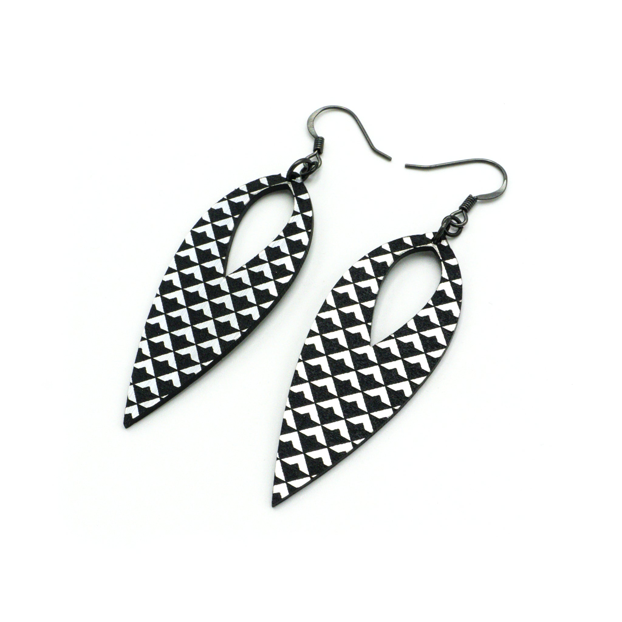 Nativas 29R Acrylic Earrings - Brushed Silver & Black | Stylish Dangle Earrings for Women, Perfect for Parties, Weddings & Everyday Wear