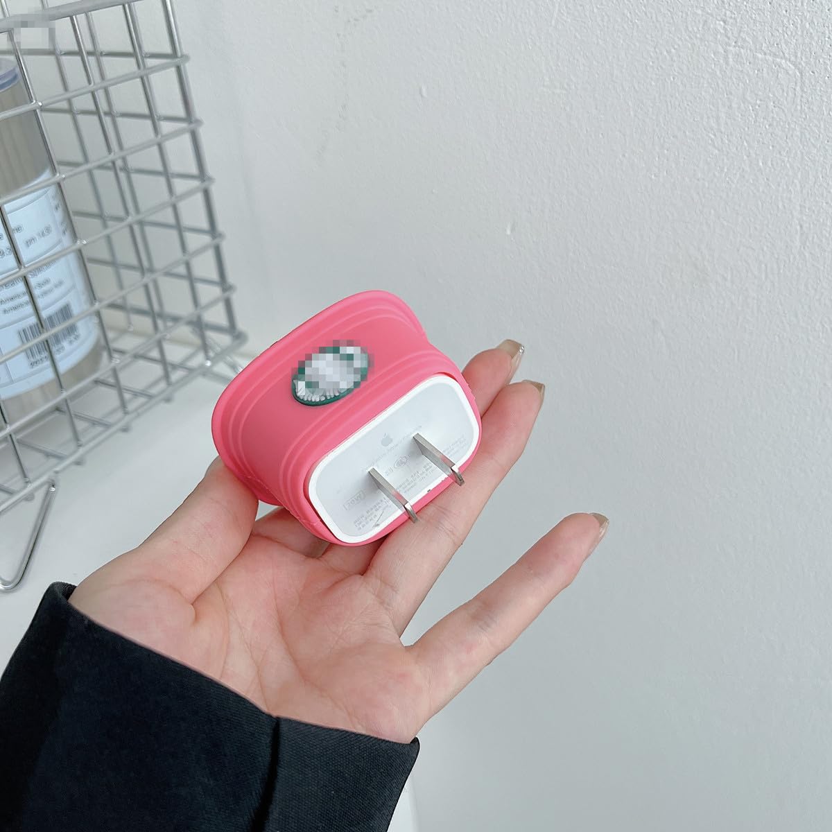 Cute Cartoon iPhone 20W USB-C Charger Cable Protector - Funny 3D Kawaii Design Fast Charging Adapter Cover for iPhone 12/13/14/15 Pro Max - Perfect for Home, Office & Travel (Pink Cup Style)