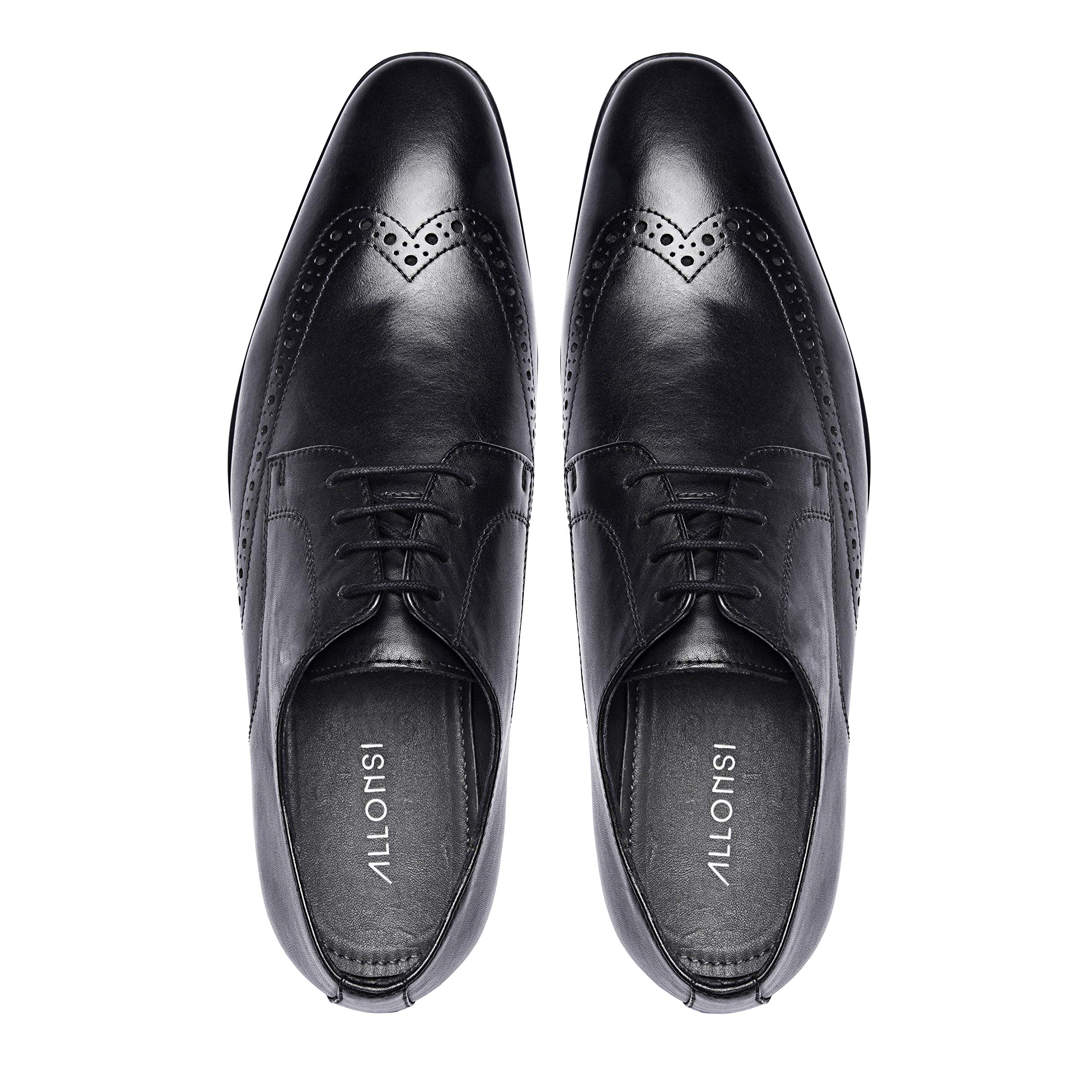Andre Genuine Leather Men's Wingtip Oxford Dress Shoes - Comfortable Lace-Up Low Heel Shoes with TPR Sole | Perfect for Business, Office, Wedding & Formal Occasions