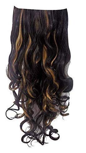 INAAYA Synthetic Curly Hair Extensions for Women - Golden Brown Clip-in Hairpieces for Parties, Weddings & Special Occasions | Heat-Resistant & Natural-Looking