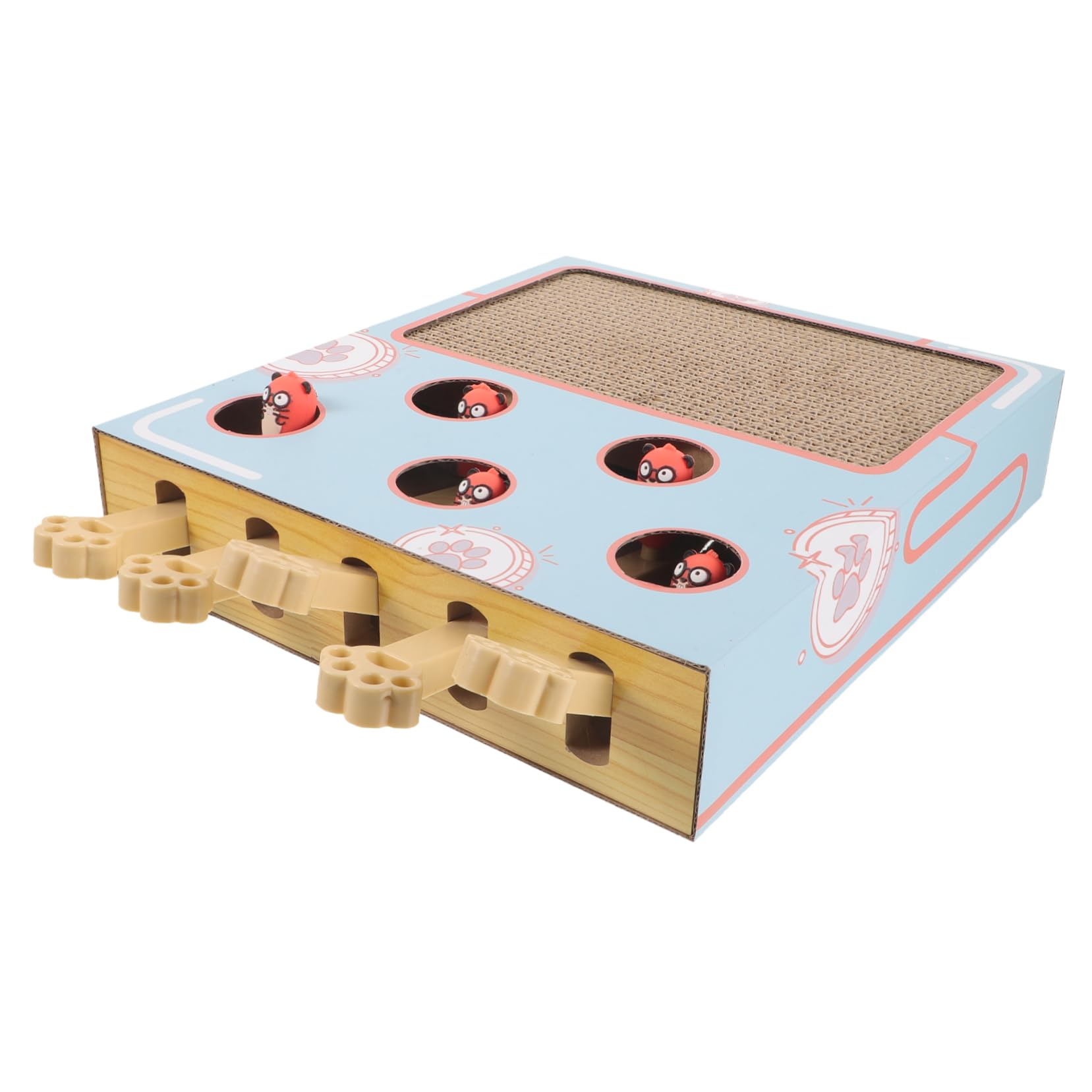 Balacoo Interactive Cat Scratch Board Box - Fun Hunting & Mole Catching Toy for Kittens - Durable Cat Scratcher with Playful Design - Perfect for Indoor Play, Exercise & Stress Relief