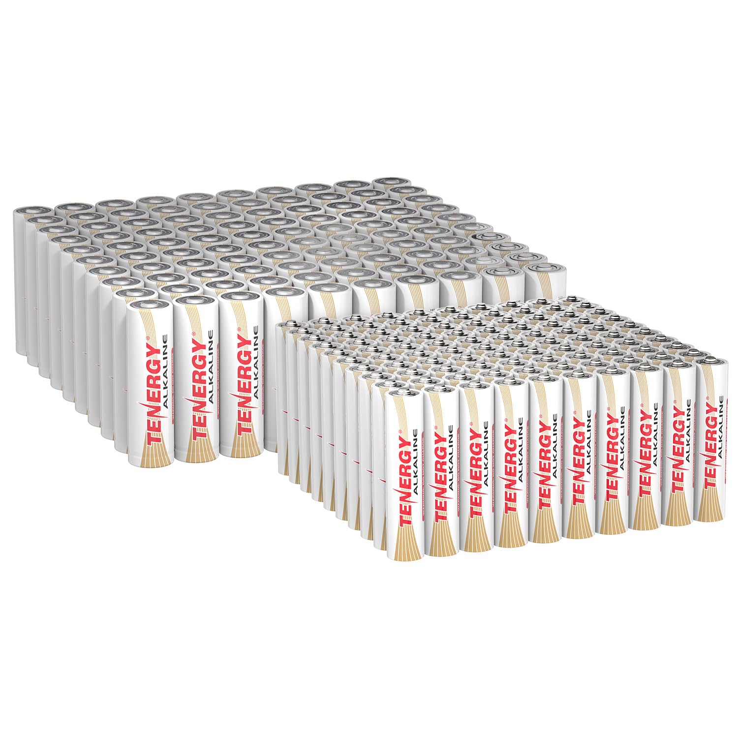 Tenergy 200 Pack AA and AAA Alkaline Batteries - High Performance Non-Rechargeable Batteries for Household & Electronic Devices (100 AA + 100 AAA) - Perfect for Clocks, Remote Controls, Toys, Flashlights & Emergency Kits