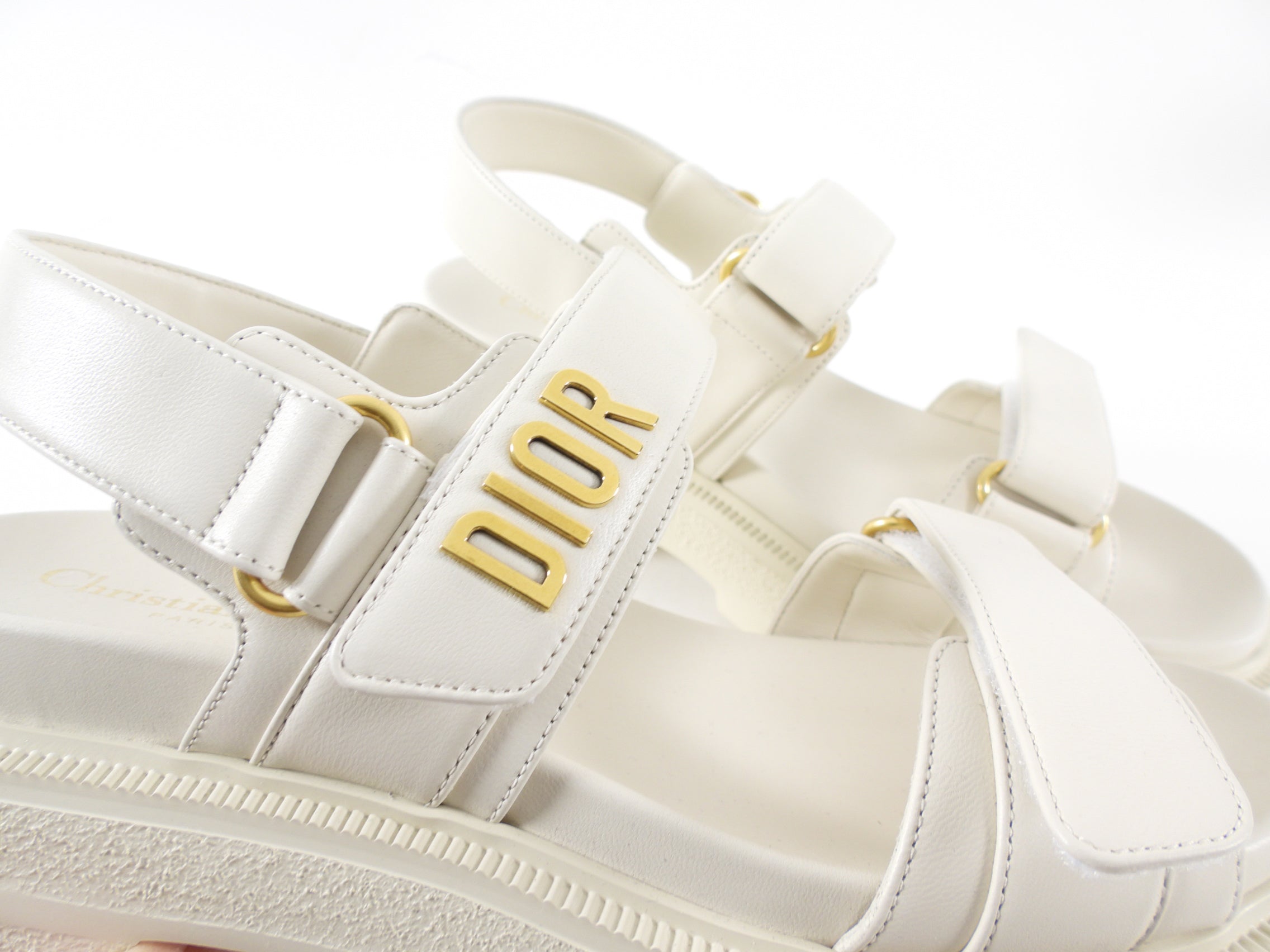 Christian Dior Ivory Leather Dioract Platform Sandals Size 39 - Luxury Designer High Heel Shoes for Women | Perfect for Weddings, Parties & Evening Events