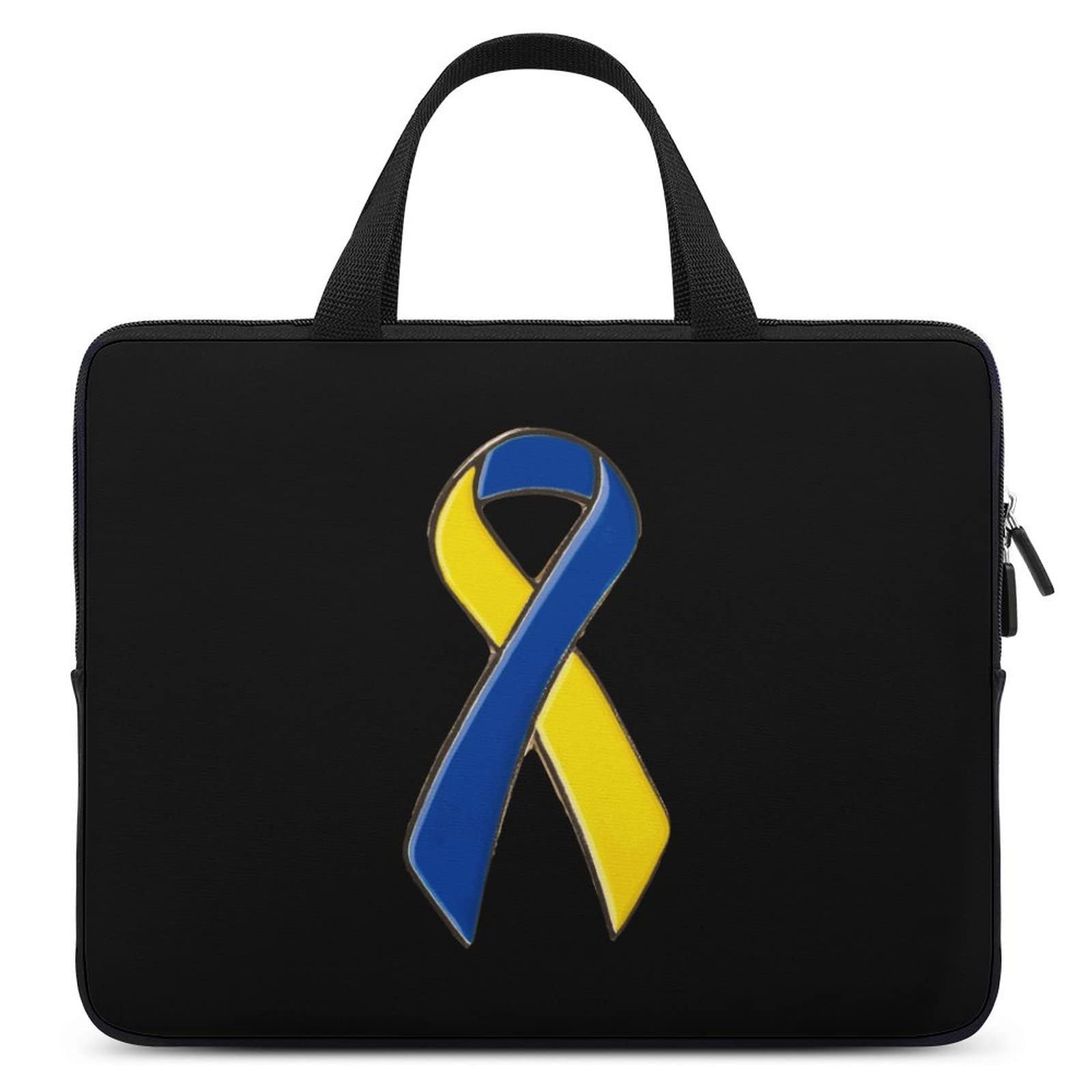 Downs Syndrome Awareness Ribbon Waterproof Laptop Bag | Slim Business Casual Computer Briefcase for Work, Travel & School