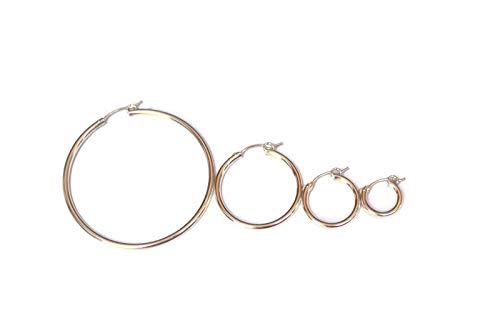 Sterling Silver Hoop Earrings for Women - Small, Medium, Large Circle Hoops - Minimalist Boho Dainty Round Jewelry - Perfect Gift for Her - Everyday Wear, Office, Date Night & Special Occasions