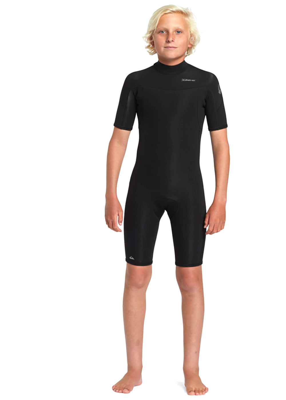 Quiksilver Boys 2mm Short Sleeve Back Zip Spring Wetsuit - Kids Surfing & Swimming Suit for Beach, Pool & Water Sports