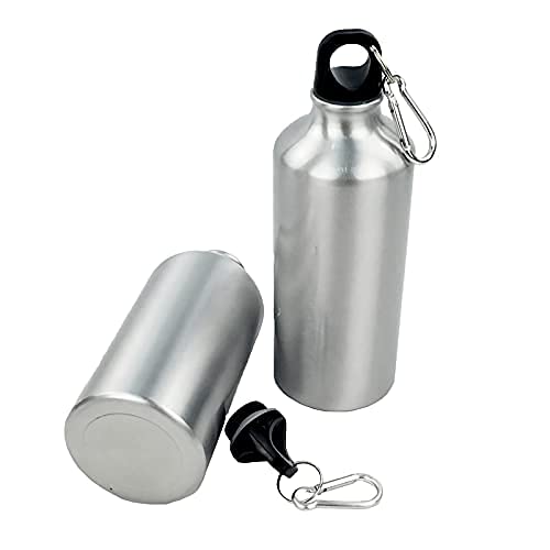 INTSUPERMAI 20-Pack 600ml Sublimation Aluminum Water Bottles - 10 White & 10 Silver Coated Bottles with Rubber Clamp & Safety Lock - Perfect for Sports, Gym, Hiking & Custom Gifts