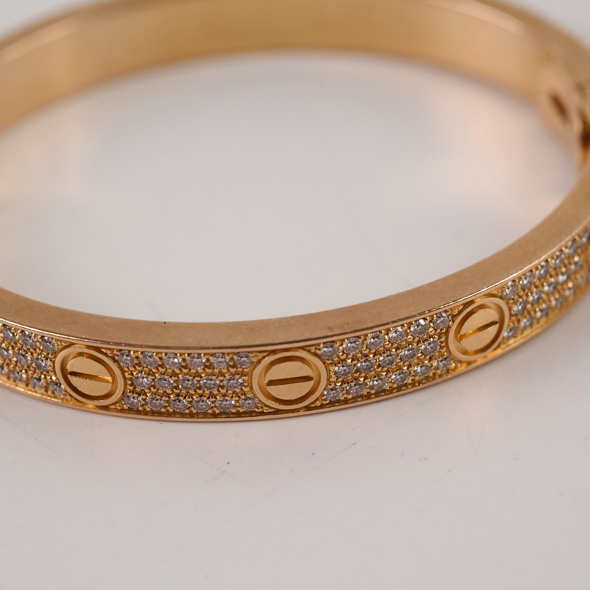 Cartier Love Bracelet in 18K Pink Gold with Pave Diamonds - Size 16, Luxury Jewelry for Women, Perfect for Anniversaries & Special Occasions