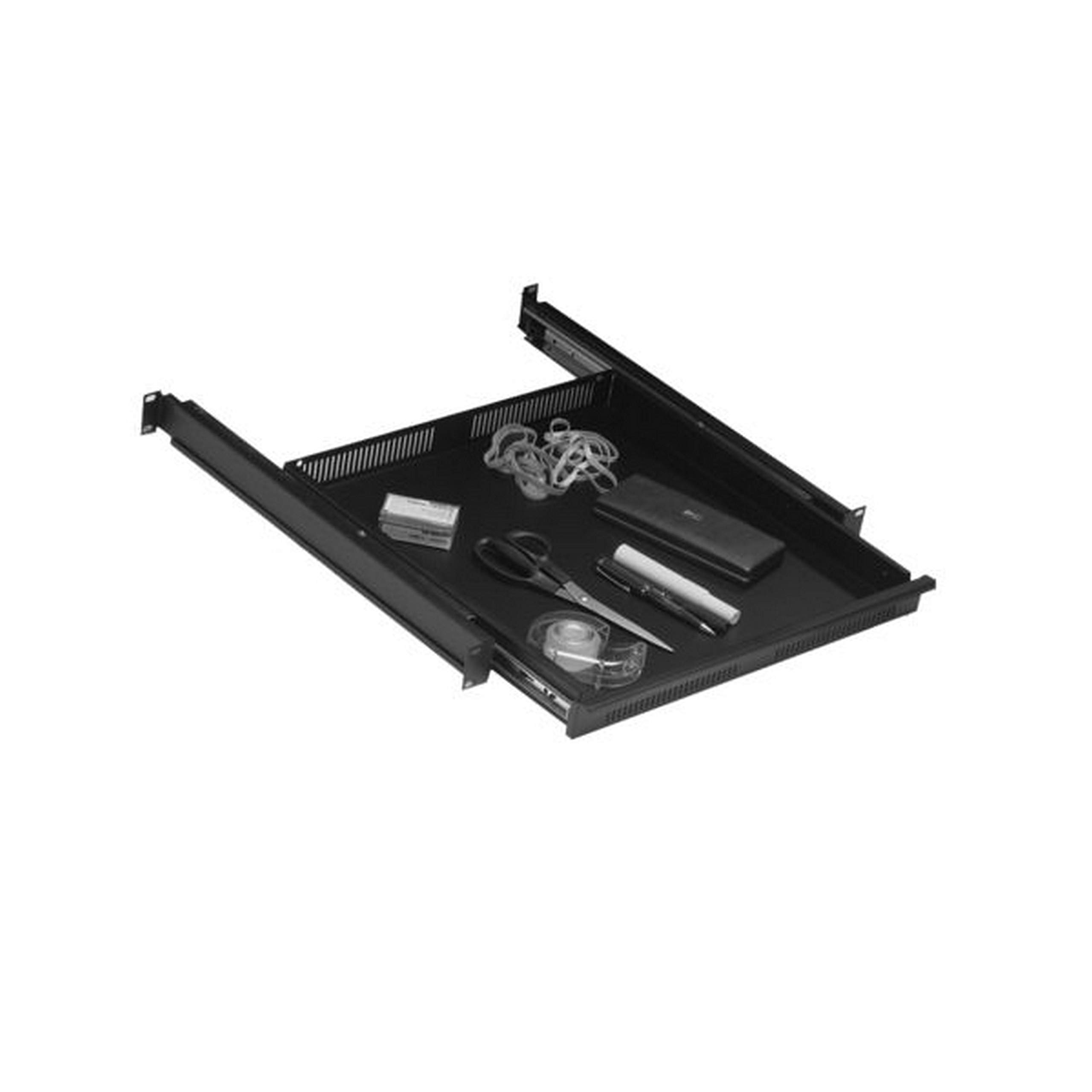 Lowell RSD-116 1U Reversible Sliding Rack Shelf & Drawer - Black | Server Rack Organizer for Network Equipment & Data Center Storage