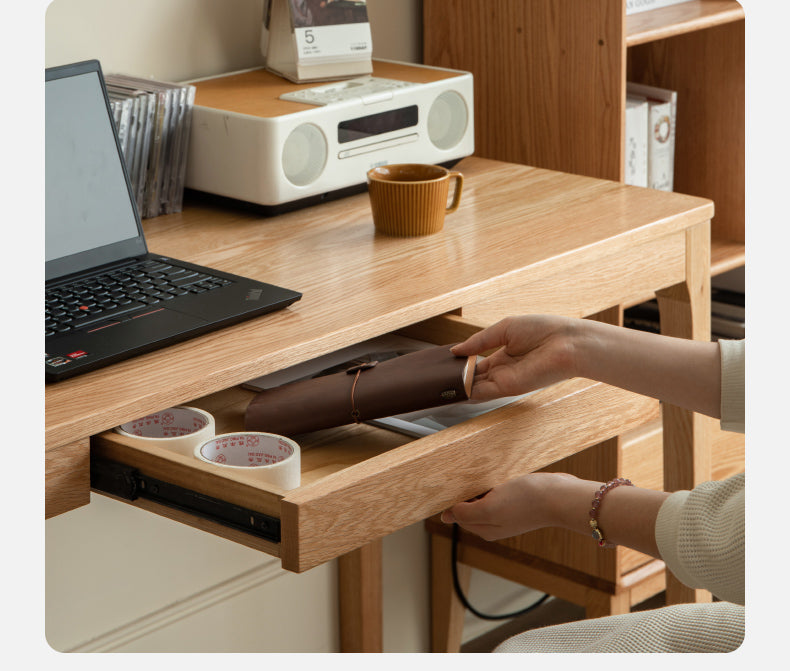 Premium Solid Oak Wood Office Desk - Modern Nordic Style Writing Table for Home & Workspace - Perfect for Remote Work, Study & Office Decor