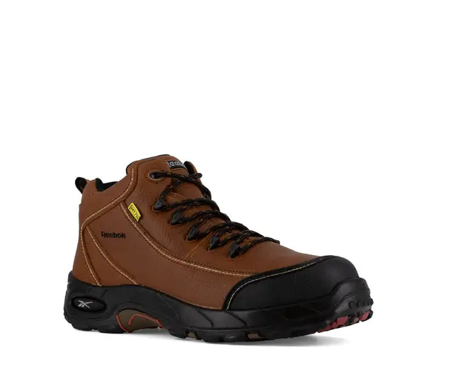 Tiahawk Composite Toe Metguard Work Boots for Men - Brown Safety Shoes with Steel Toe Protection for Construction, Warehouse & Industrial Work