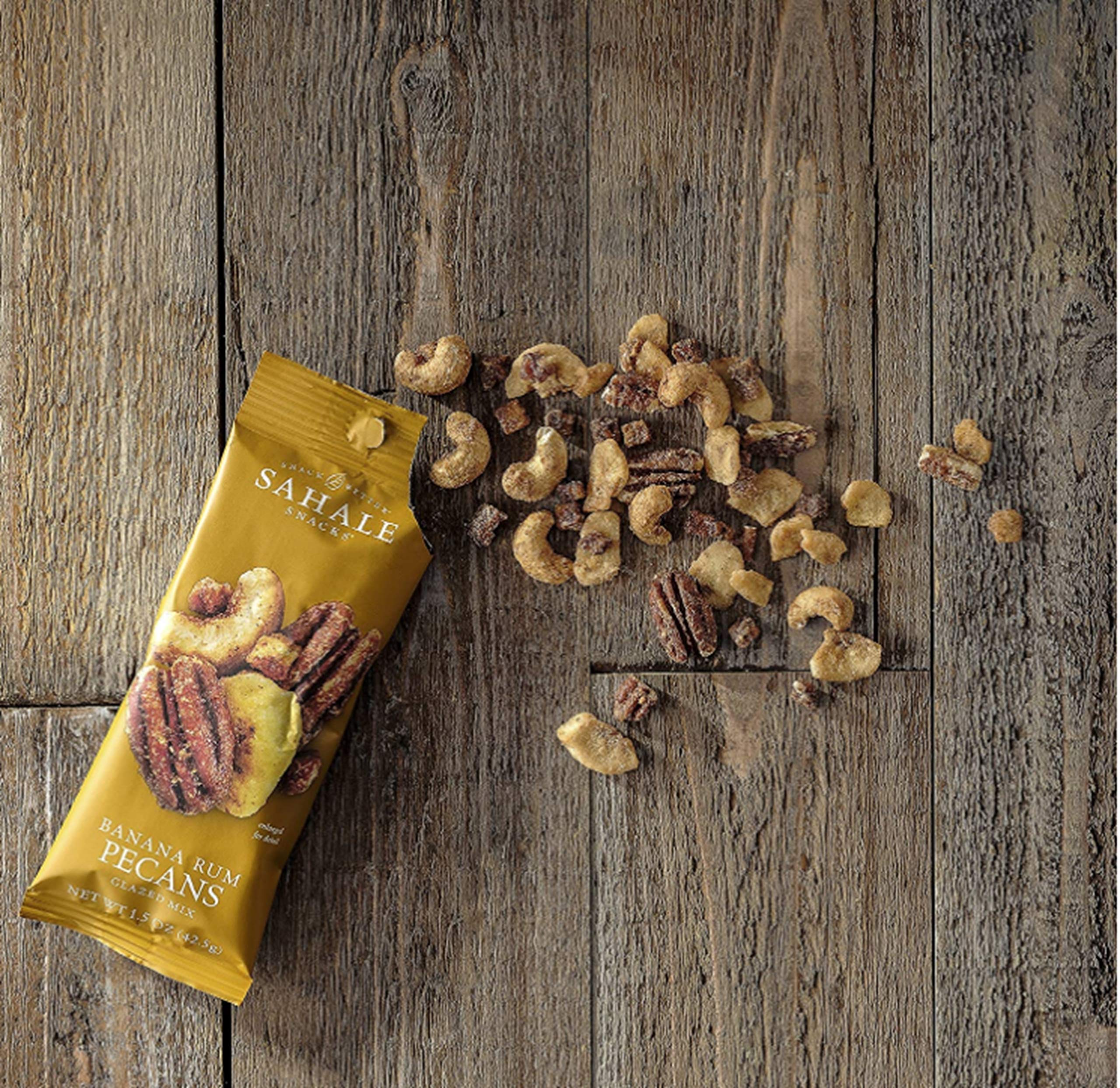 Sahale Snacks Glazed Mix with Banana Rum Pecans - 1.5oz (Pack of 9) 13.5oz Total - Healthy Trail Mix for Hiking, Office Snacks & Travel