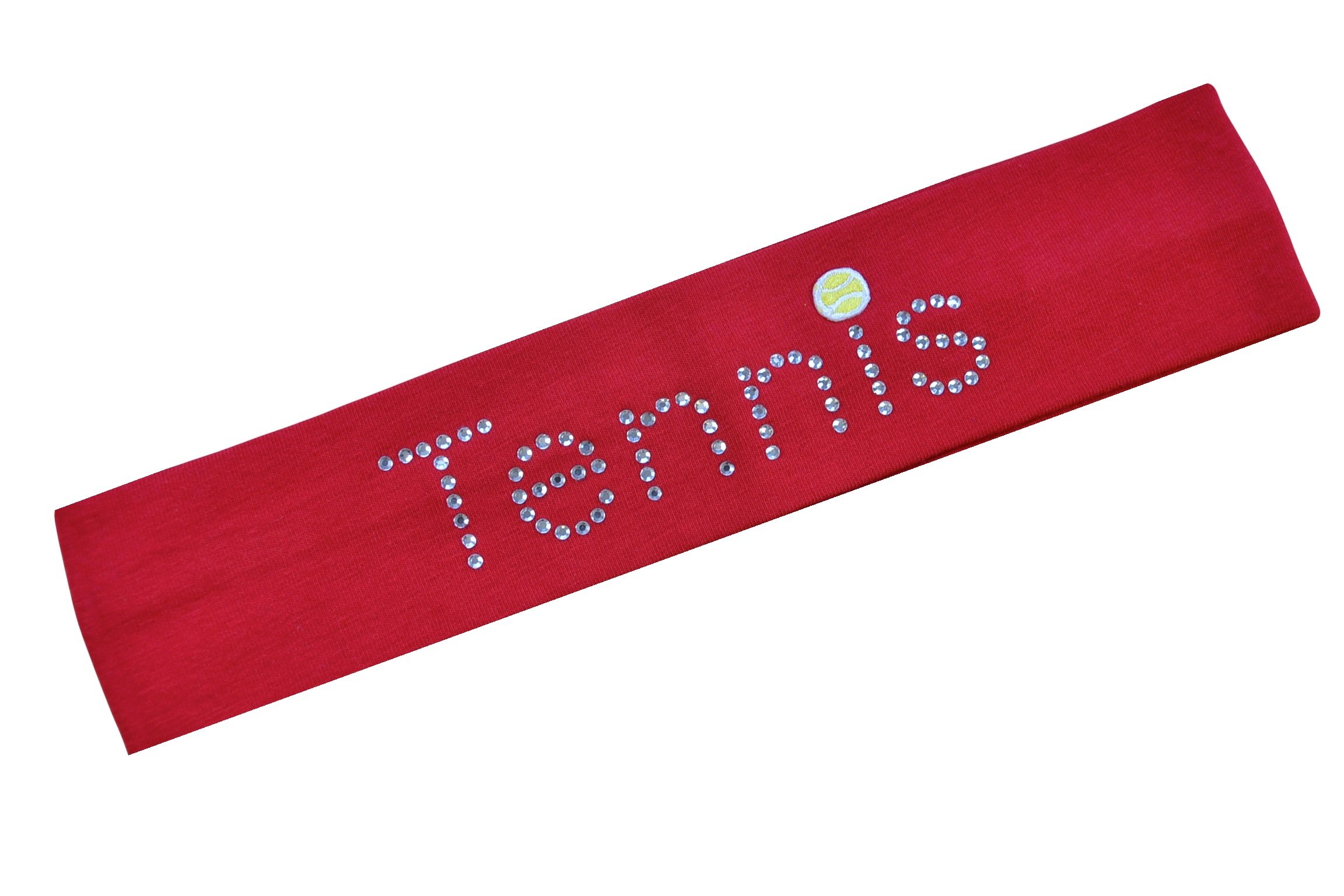 Funny Girl Designs Sparkling Rhinestone Tennis Headband - Stretch Cotton Hairband for Women, Girls & Teens - Perfect for Sports, Workouts & Casual Wear