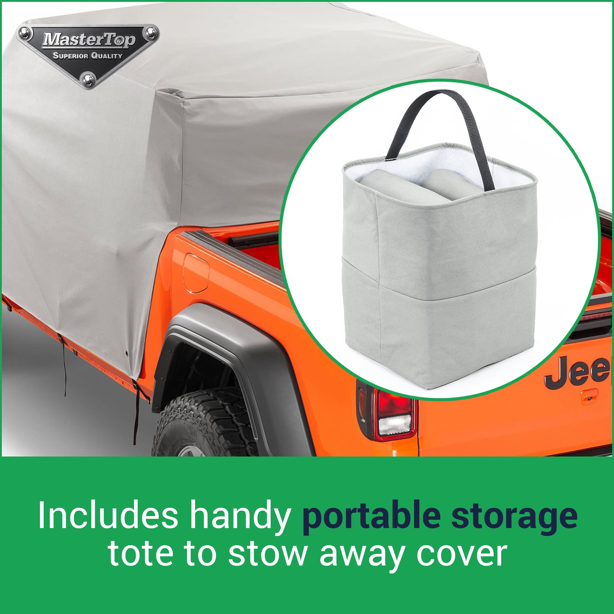 MasterTop Full Door Cab Cover with Storage Tote for Jeep Gladiator JT 2020-2021 | Hard/Soft Top Compatible | Waterproof UV-Resistant Vehicle Protection | Shields Against Rain, Dirt & Dust | Perfect for Off-Roading & Outdoor Storage