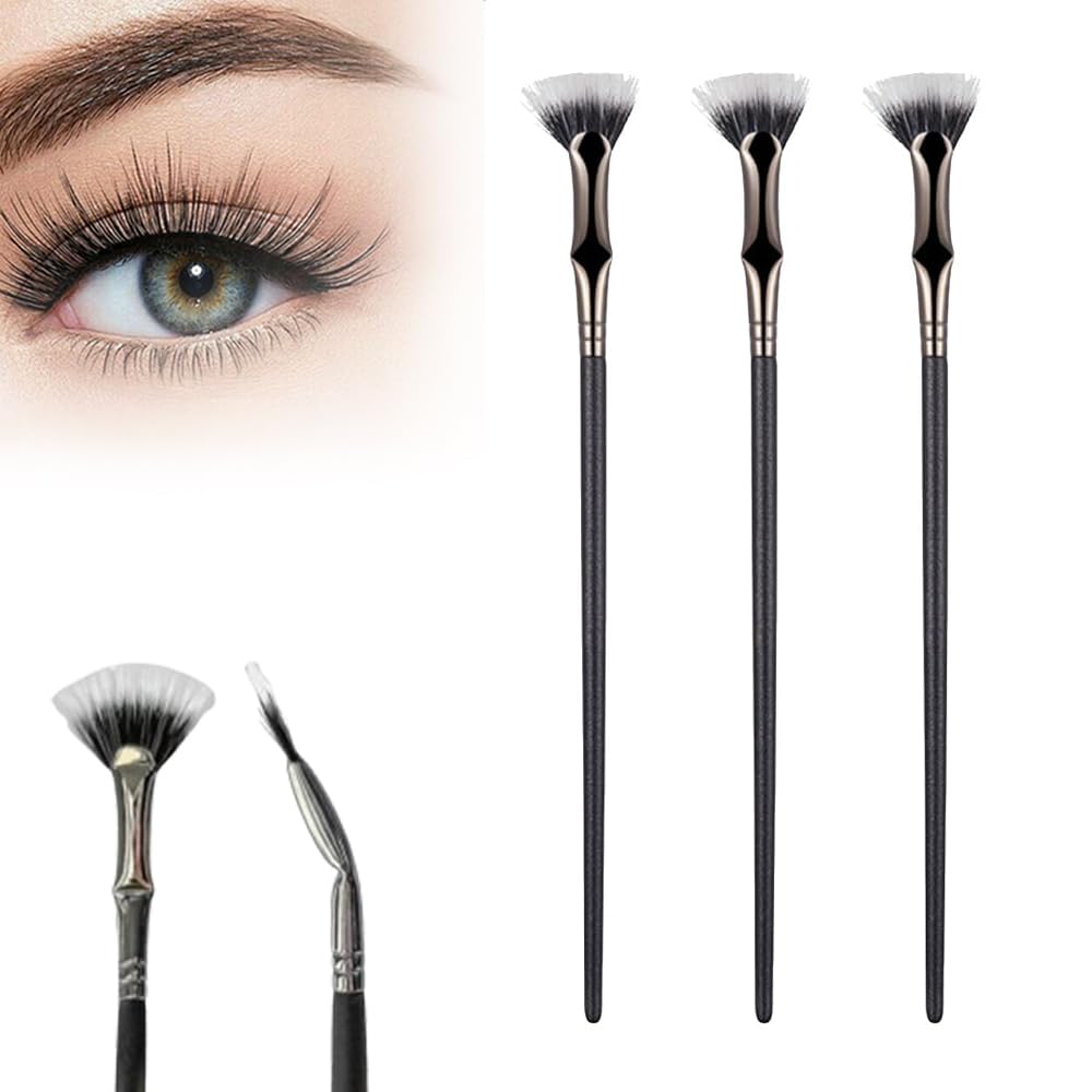 2024 Upgraded Folding Angle Scalloped Lash Brush - 3PCS Professional Mascara Fan Brush & Eyelash Separator Tool for Women, Perfect for Upper & Lower Lash Makeup, Eye Makeup Application & Volume Building | Great for Daily Use, Special Occasions & Professional Makeup Artists