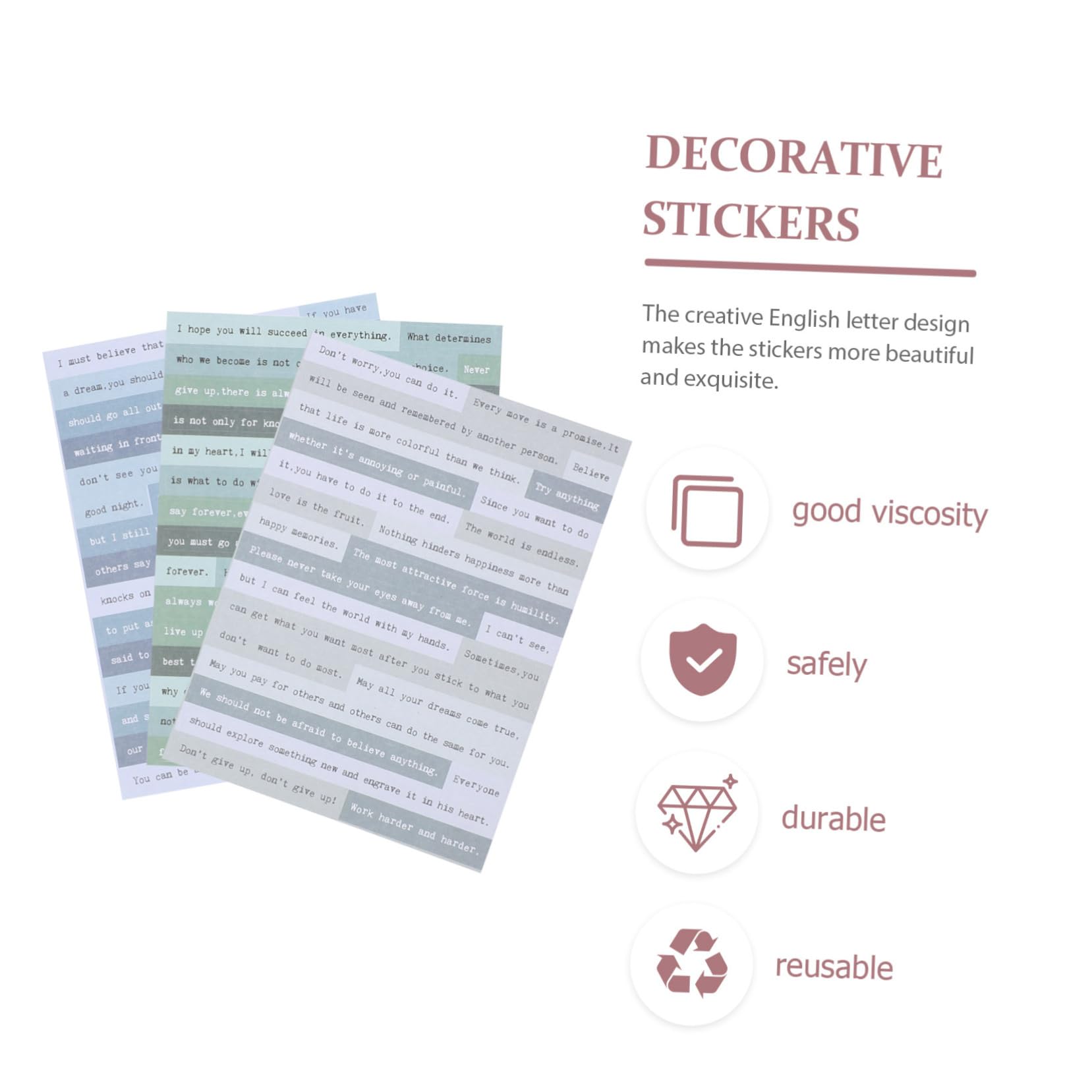 VILLCASE 3-Piece English Phrase Sticker Set - Handmade Letter Stickers for DIY Scrapbooking, Journaling, and Photo Albums | Perfect for Bullet Journals, Planners & Craft Projects