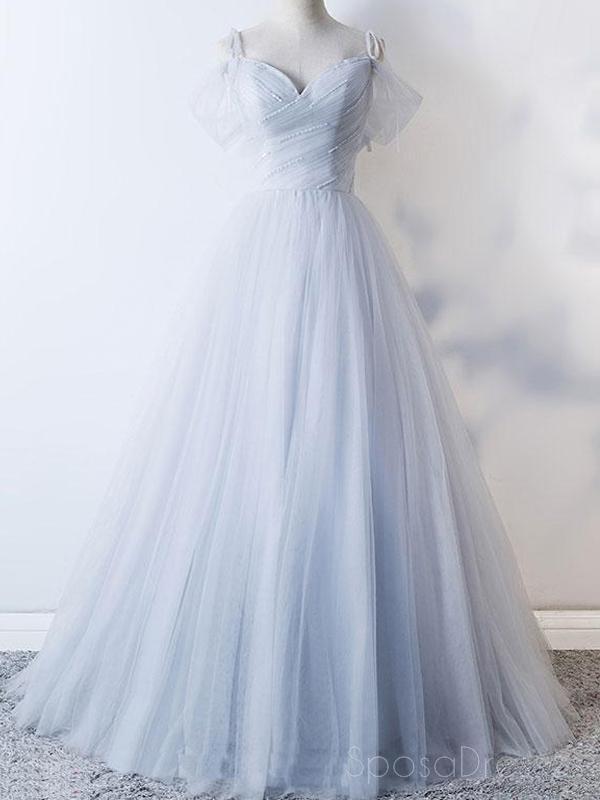 Elegant Off Shoulder Pale Blue Tulle A-Line Long Prom Dress for Evening Parties | Custom Made Formal Gown 18626 | Perfect for Prom Night, Homecoming, Weddings & Special Occasions