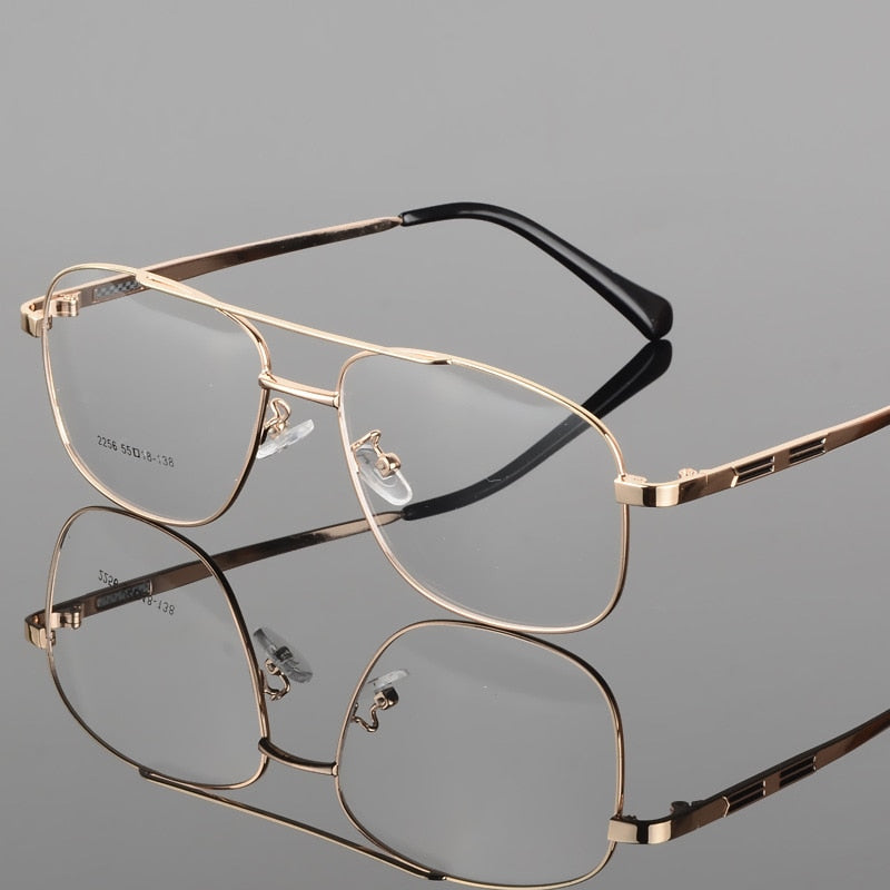 Bclear Men's Full Rim Big Square Double Bridge Alloy Eyeglasses S2256 - Stylish Reading Glasses for Work & Everyday Use