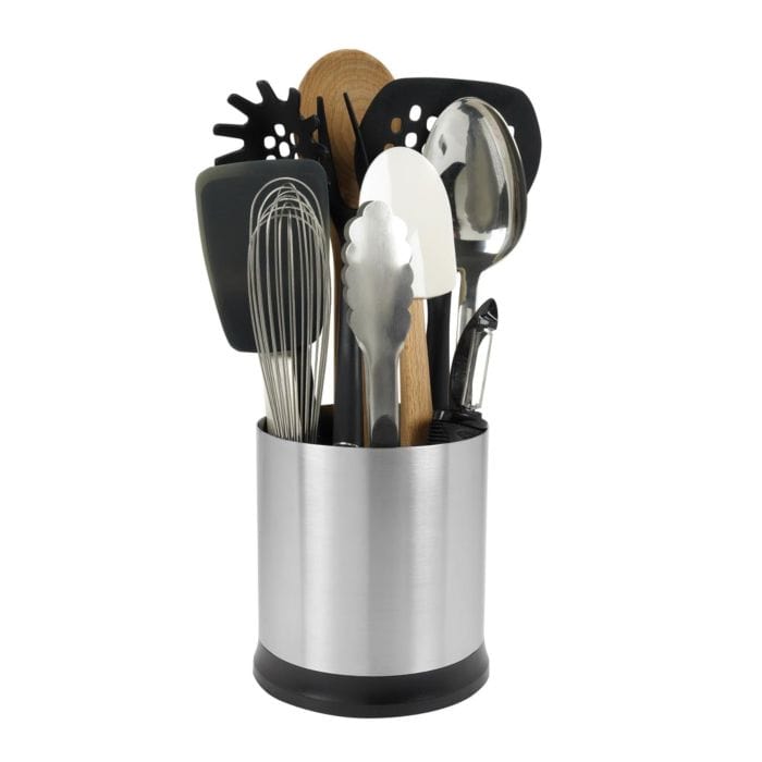 OXO Stainless Steel Rotating Utensil Holder - 360° Spinning Kitchen Organizer for Spoons, Spatulas & Cooking Tools - Perfect for Countertop Storage in Small Kitchens
