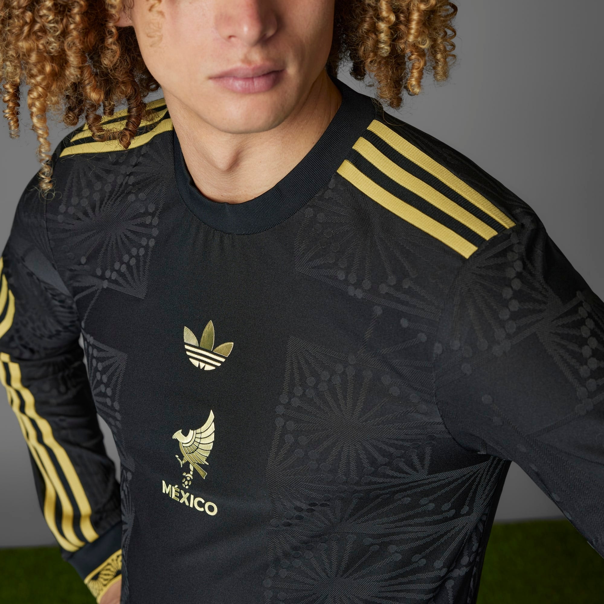 adidas Mexico Gold Long Sleeve Soccer Jersey - Authentic Football Shirt for Men - Perfect for Matches, Training & Fan Wear